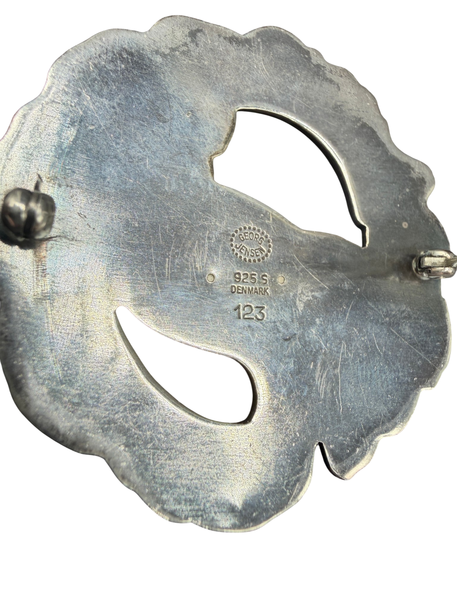 1980s Georg Jensen Sterling Silver #123 Dove & Leaf Brooch
