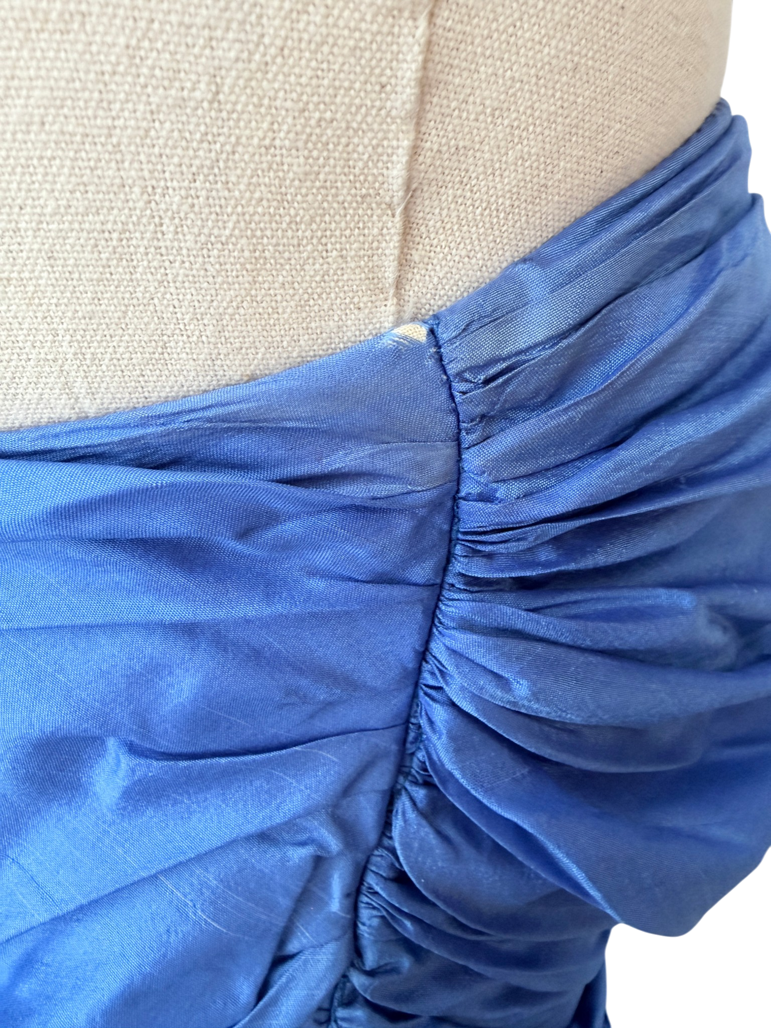 1980s Vicky Tiel “Jezabel” Electric Blue Silk Strapless Dress