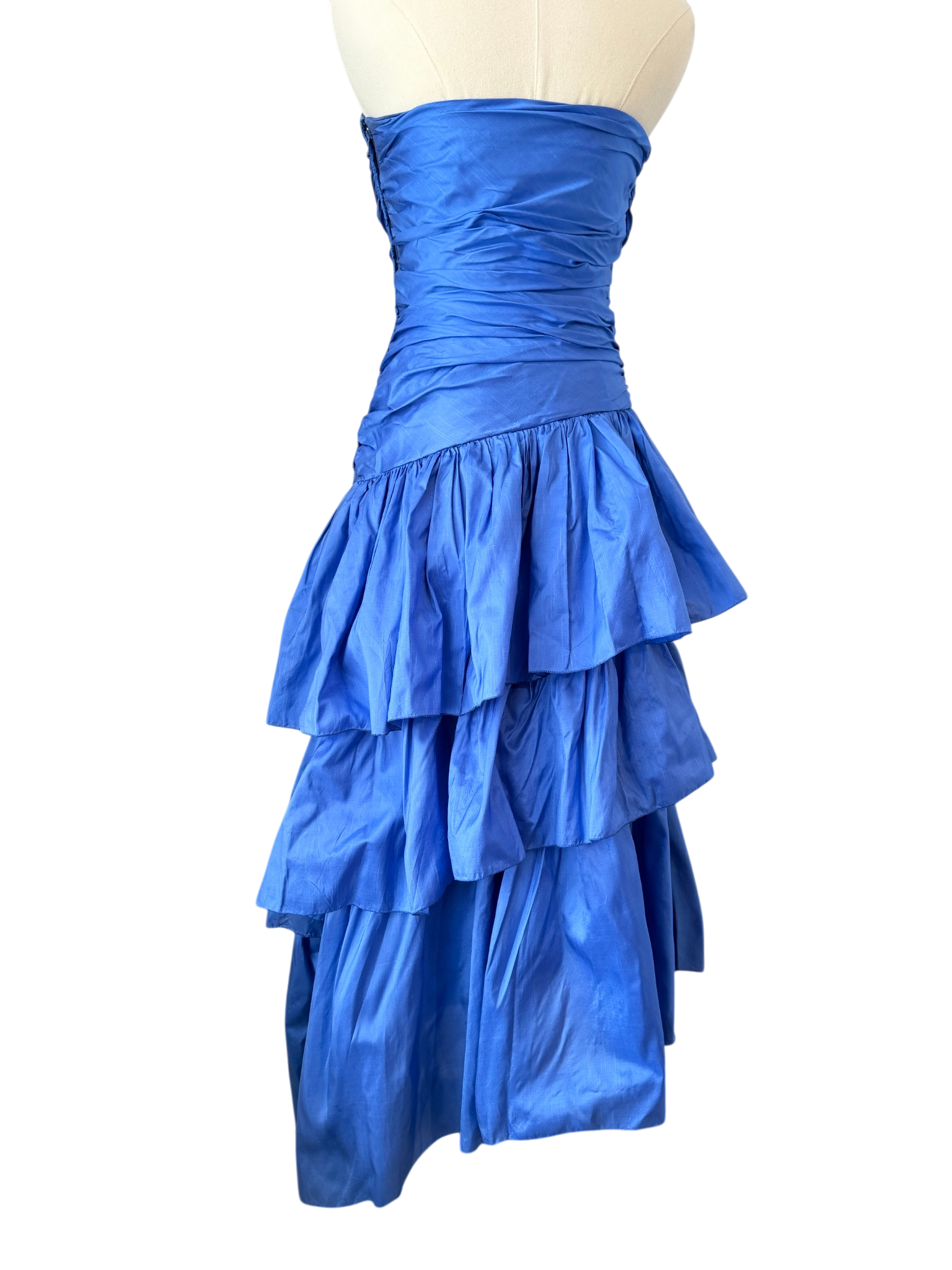 1980s Vicky Tiel “Jezabel” Electric Blue Silk Strapless Dress