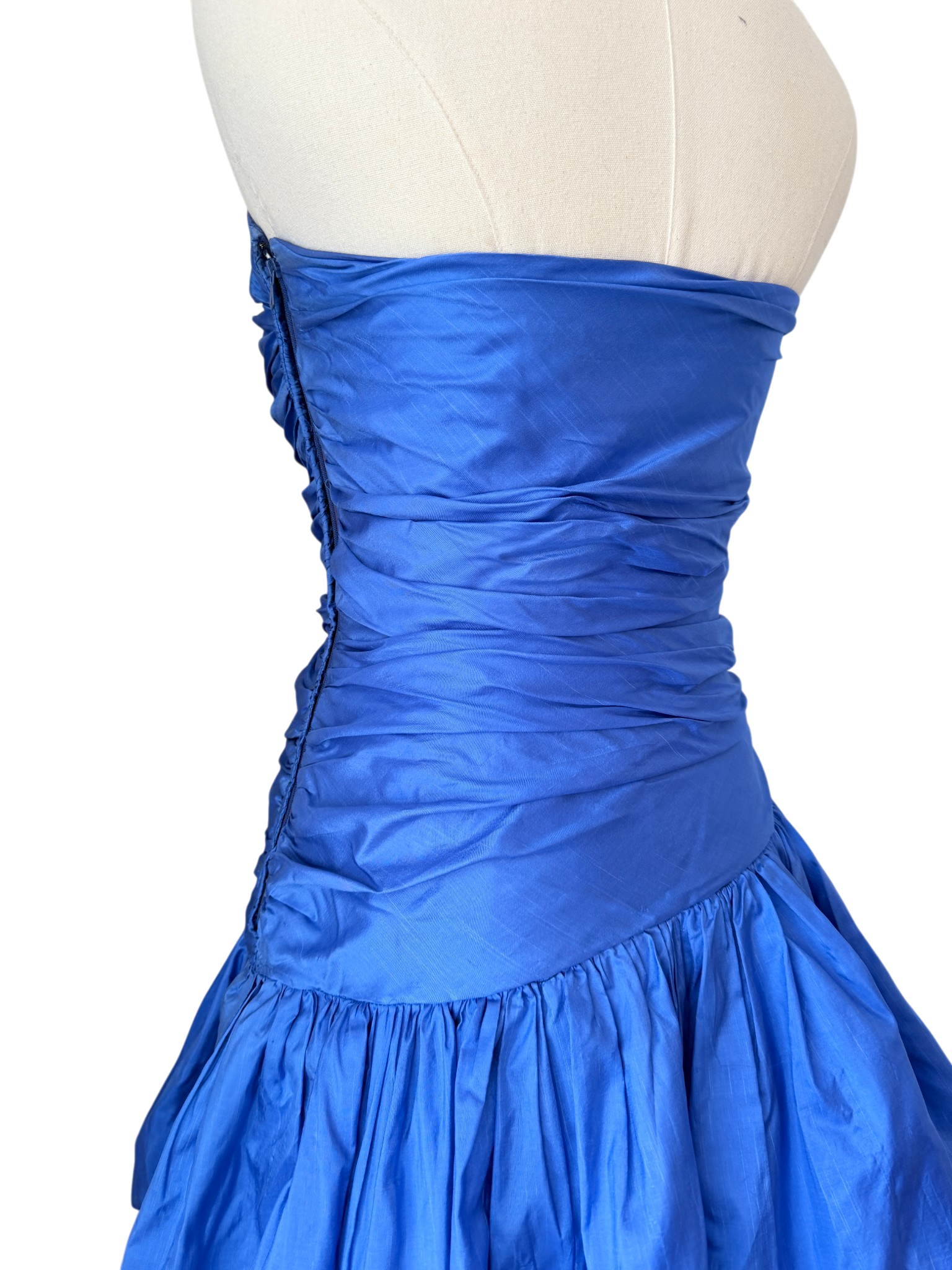 1980s Vicky Tiel “Jezabel” Electric Blue Silk Strapless Dress