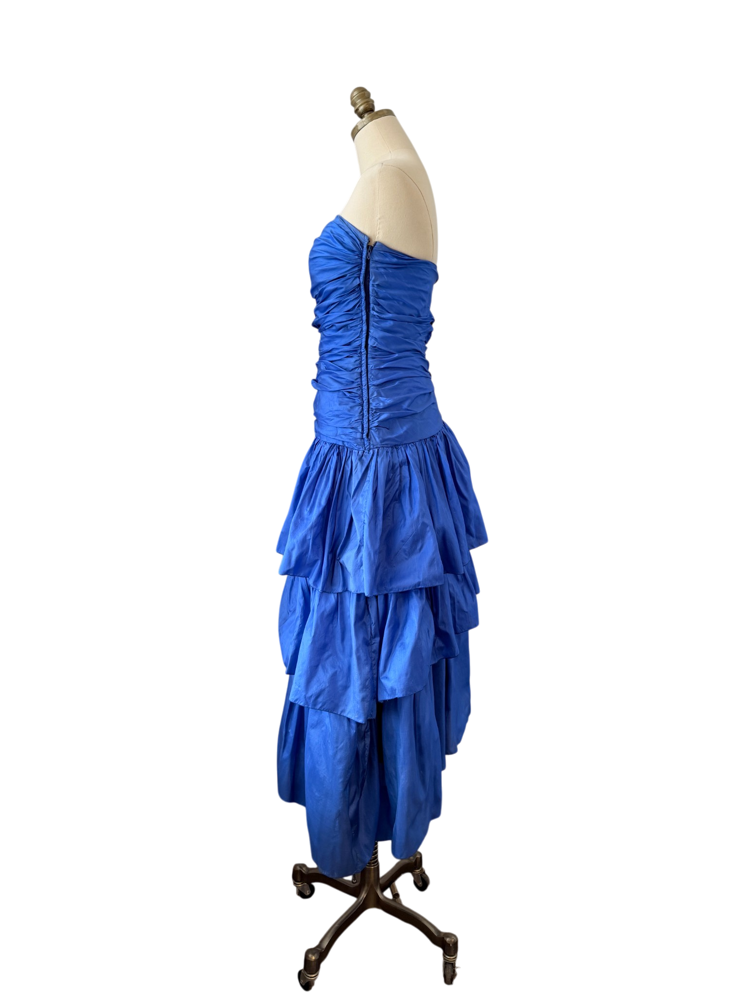 1980s Vicky Tiel “Jezabel” Electric Blue Silk Strapless Dress