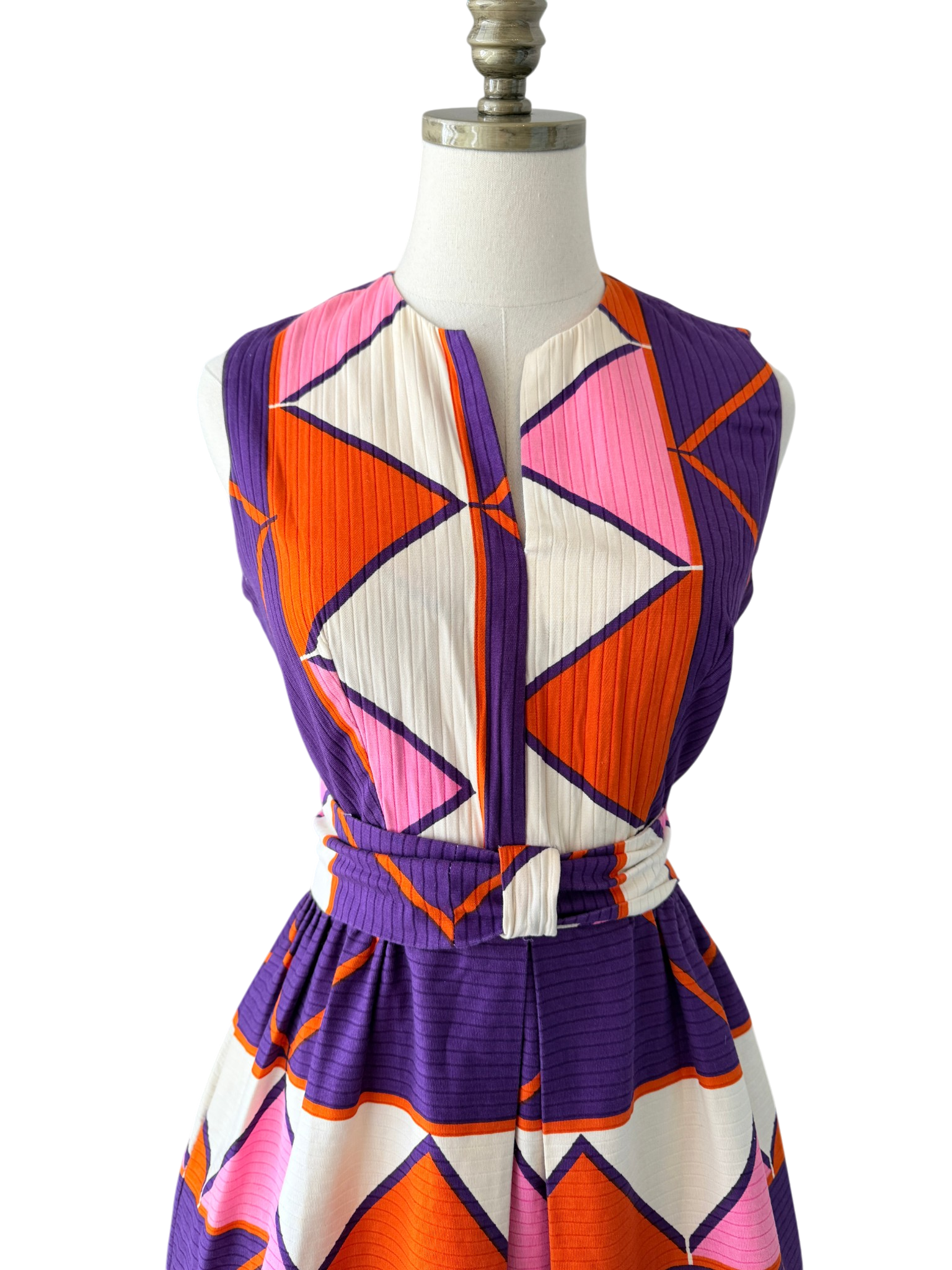 1960s Playdeck Ribbed Mod Print Mini Dress in Purple, Pink & Orange