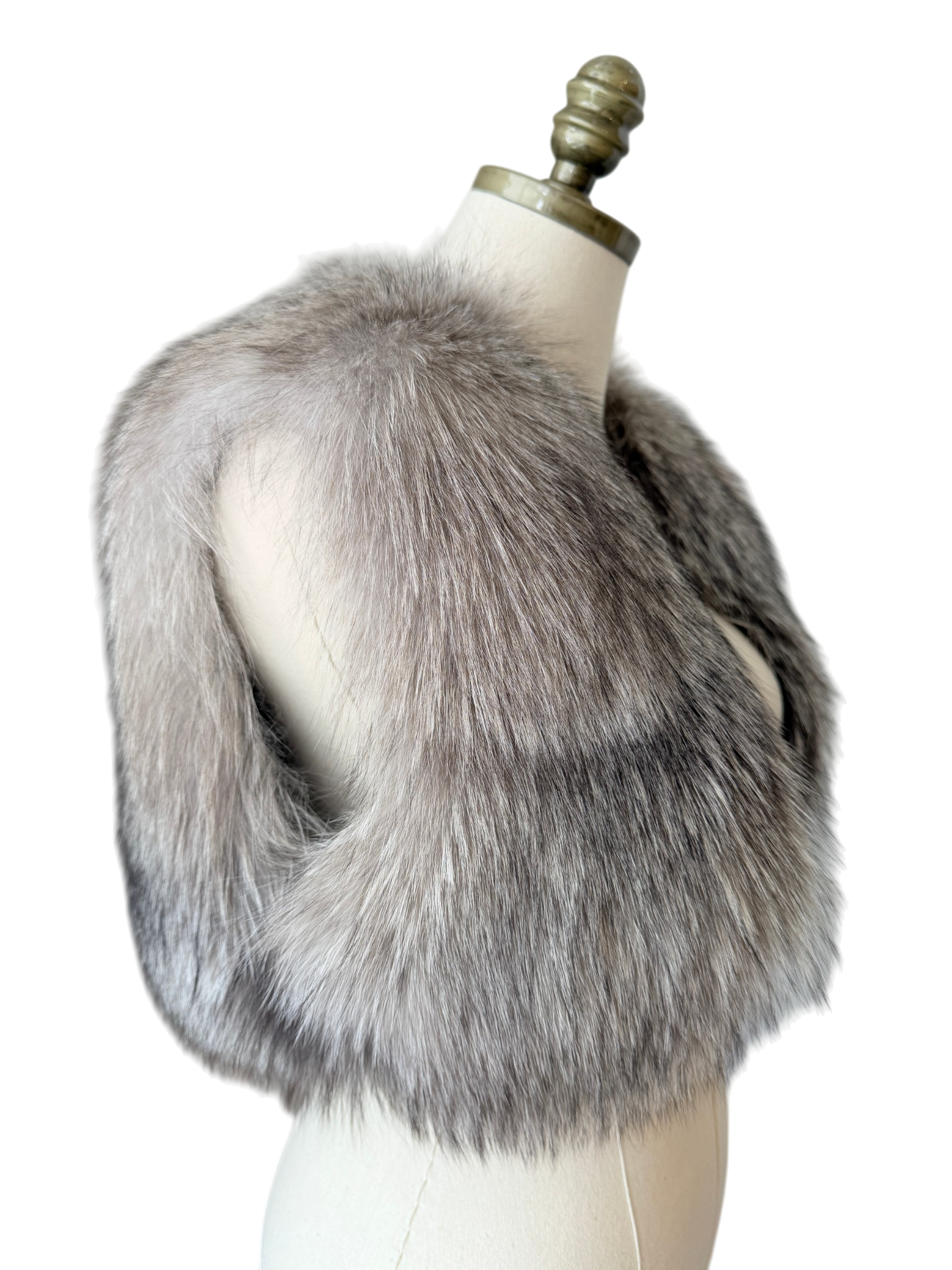 1950s Dicker and Dicker of Beverly Hills Silver Fox Two-Pelt Vest
