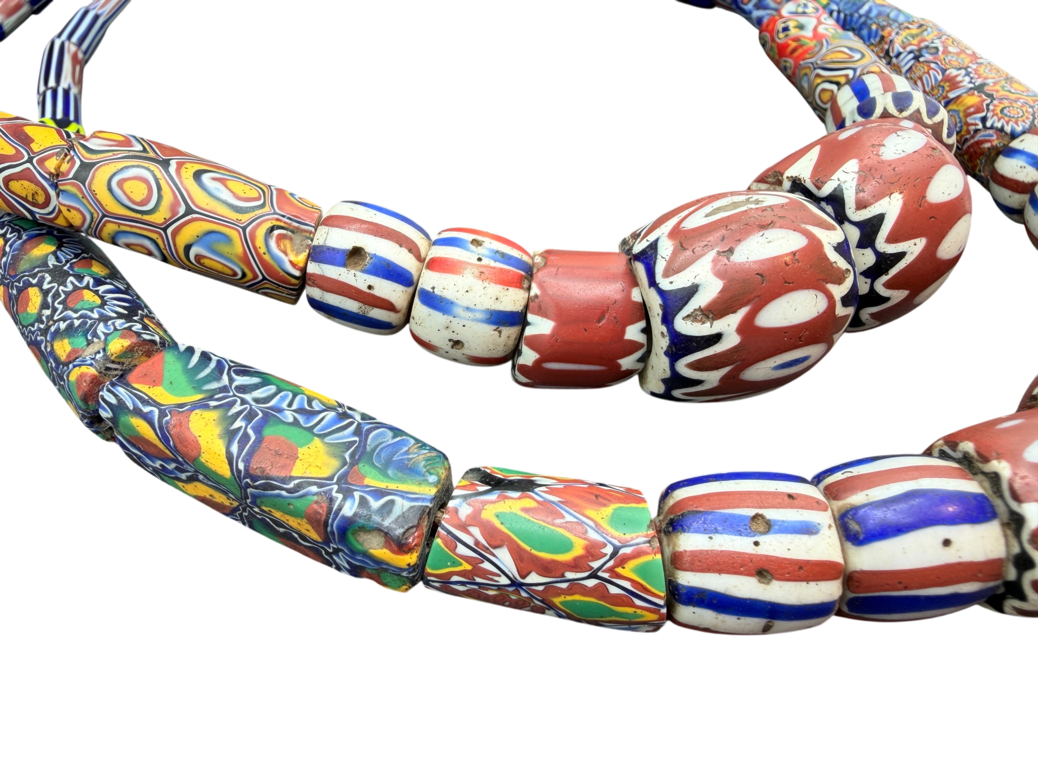 Handmade Venetian Trade Bead Graduated Double Strand Necklace