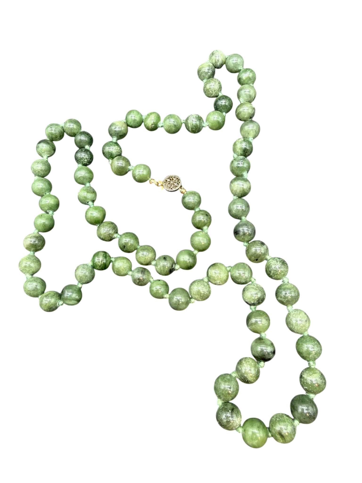 1950s Serpentine Hand-Knotted Beaded Necklace
