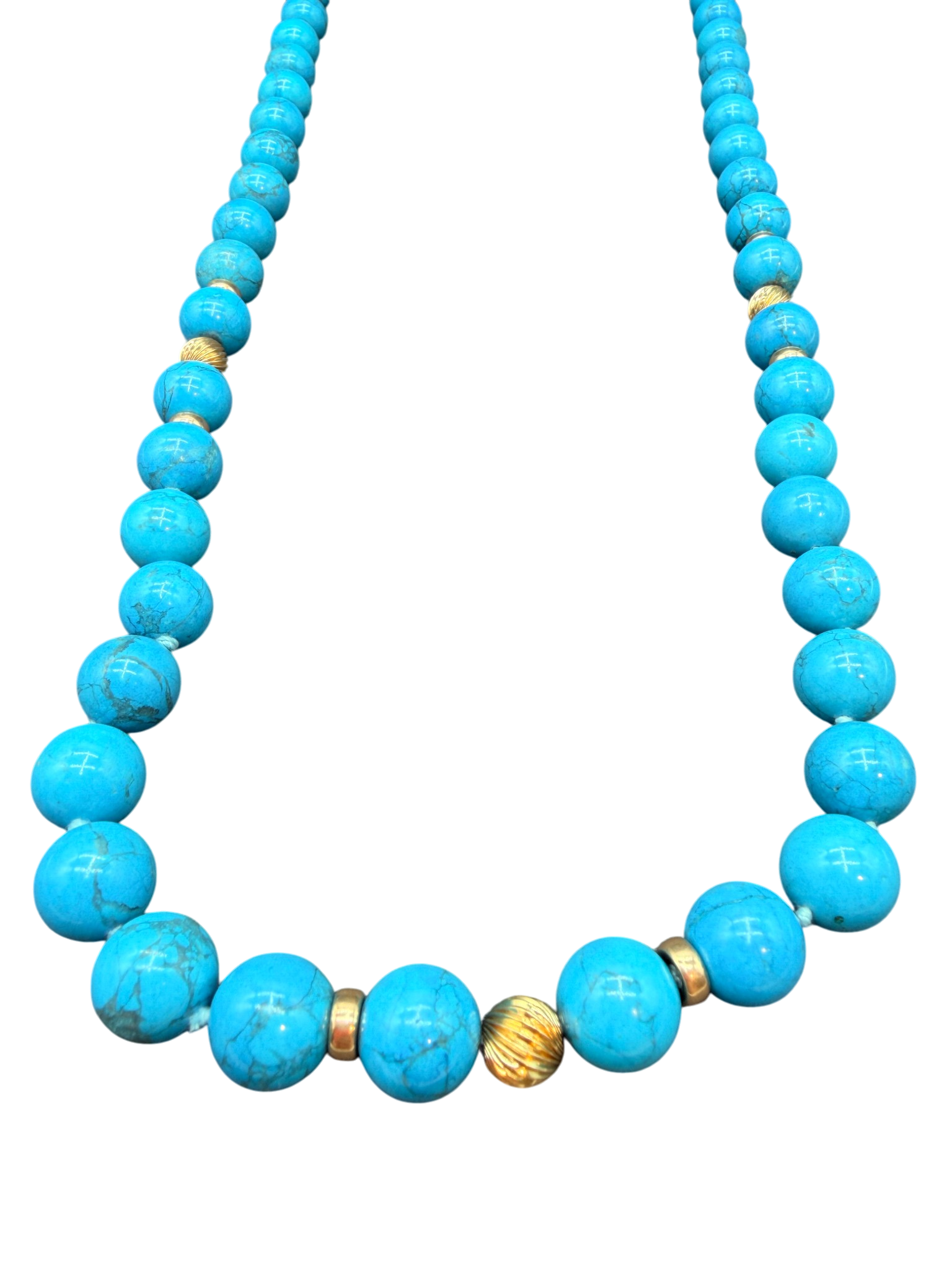 Howlite Hand-Knotted Beaded Necklace with 14K Gold Spacers