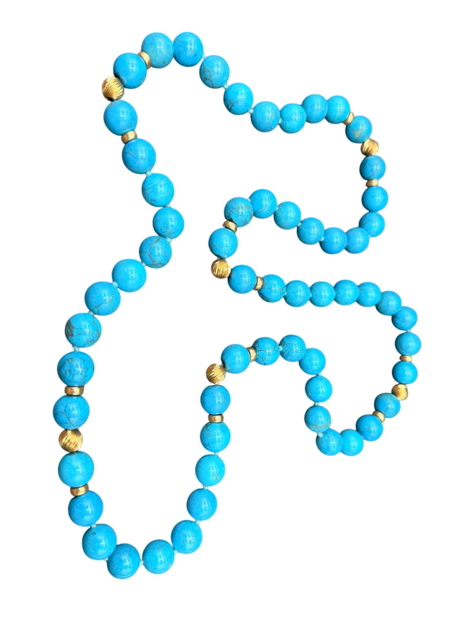 Howlite Hand-Knotted Beaded Necklace with 14K Gold Spacers