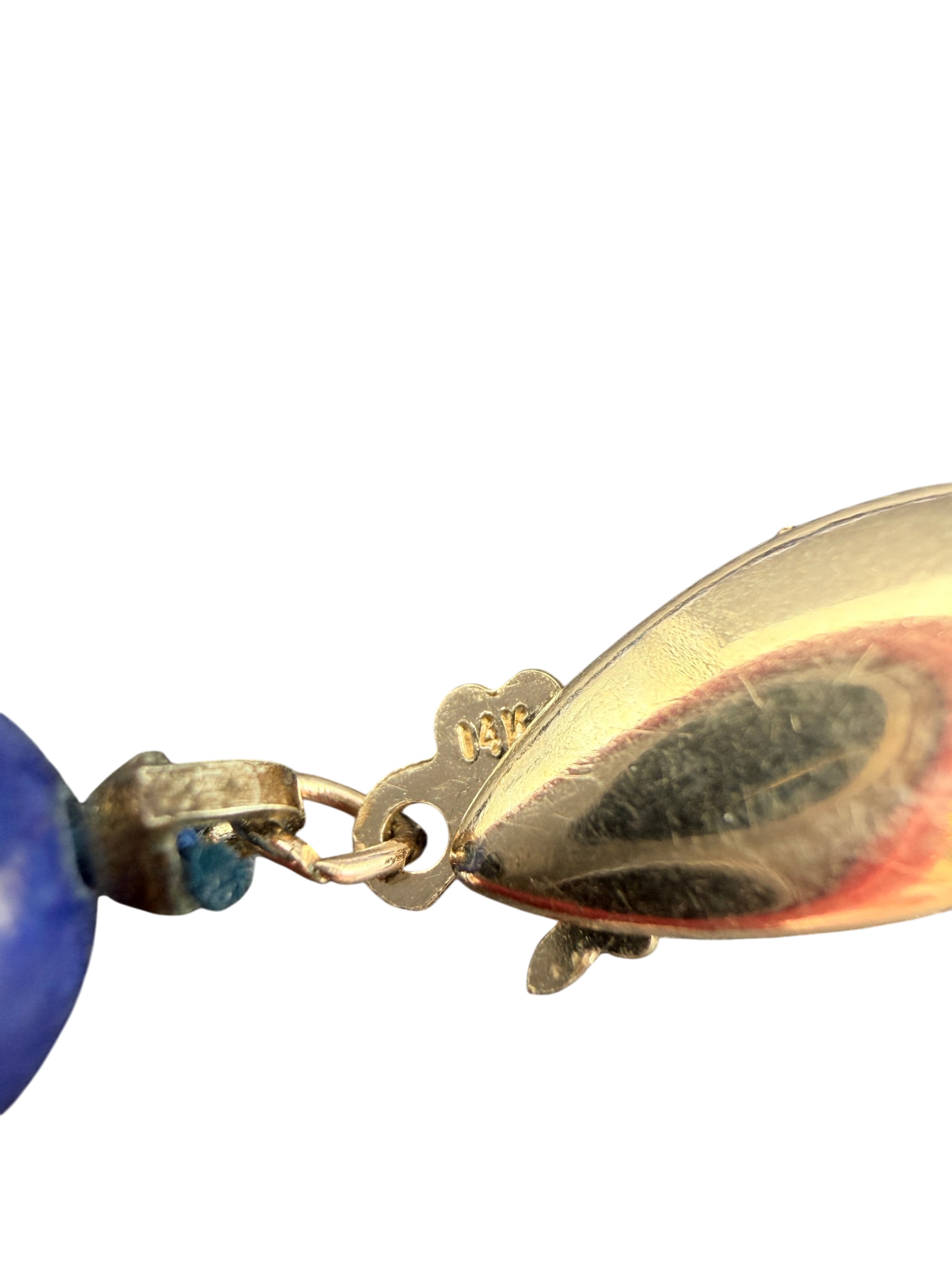 Lapis Lazuli Beaded Necklace with 14K Gold Clasp and Spacers