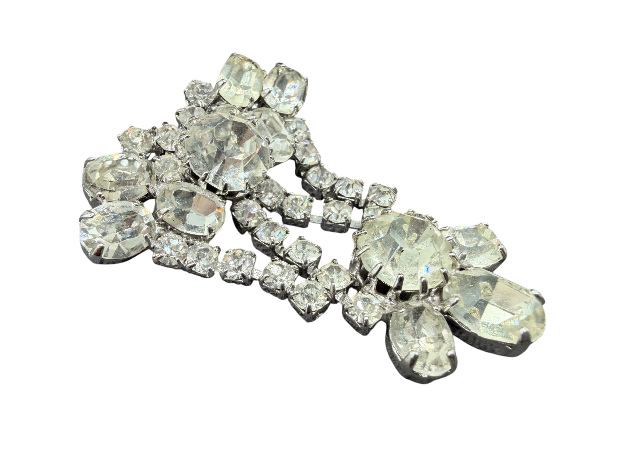 Vintage 1950s Austrian Crystal Cluster Dangle Brooch