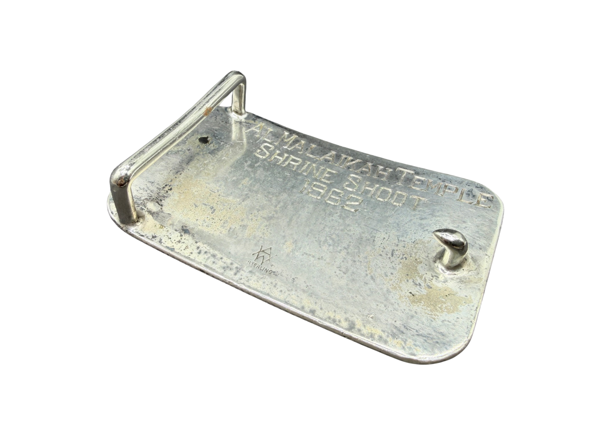 1962 Malaika Shrine Shoot Masonic Sterling Silver Belt Buckle