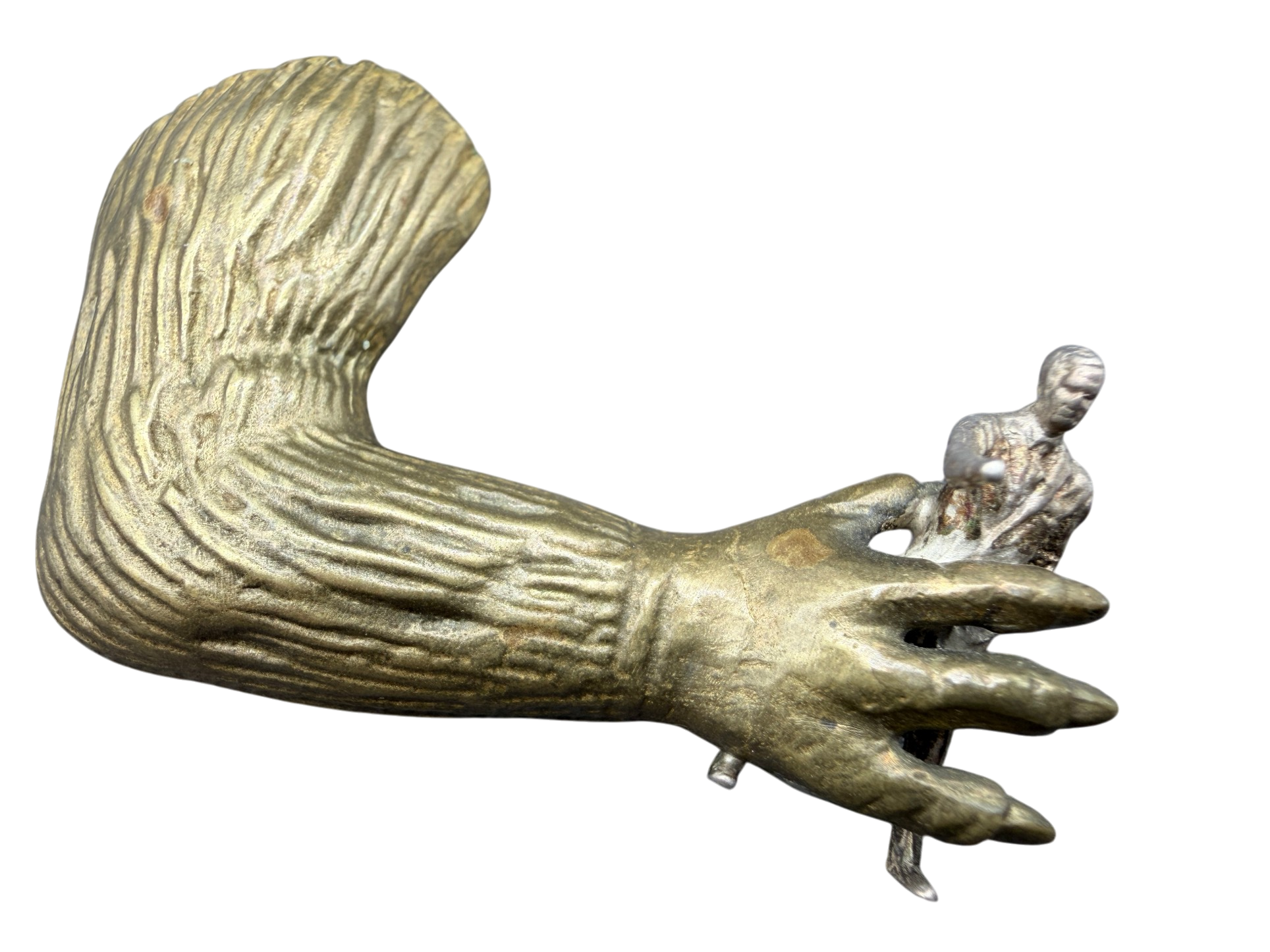 RARE 1970s Linda Hesh Figural “Monster Arm” Earrings with Miniature Figure
