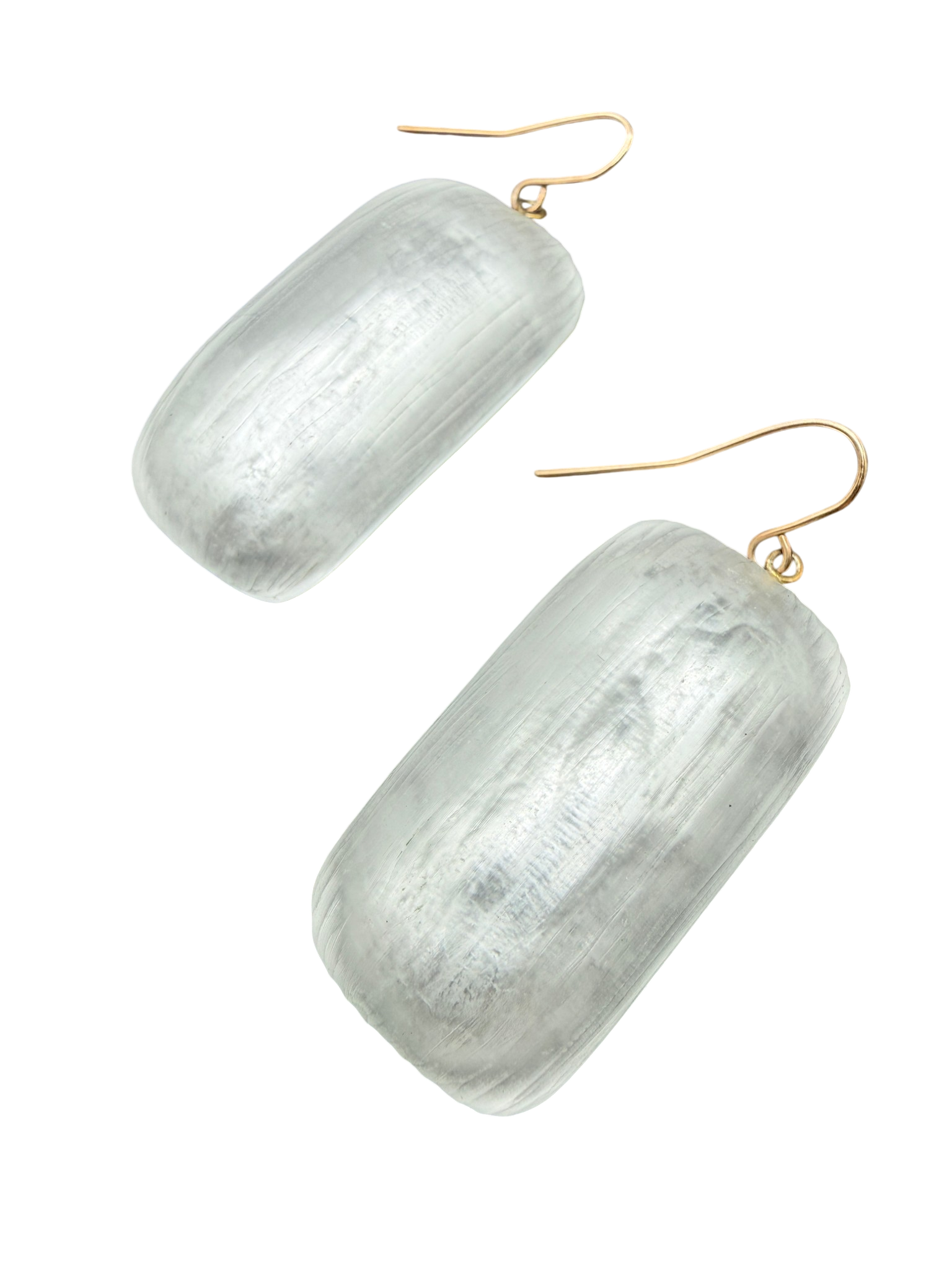 1980s Alexis Bittar Pearl Finish Rectangular Drop Earrings