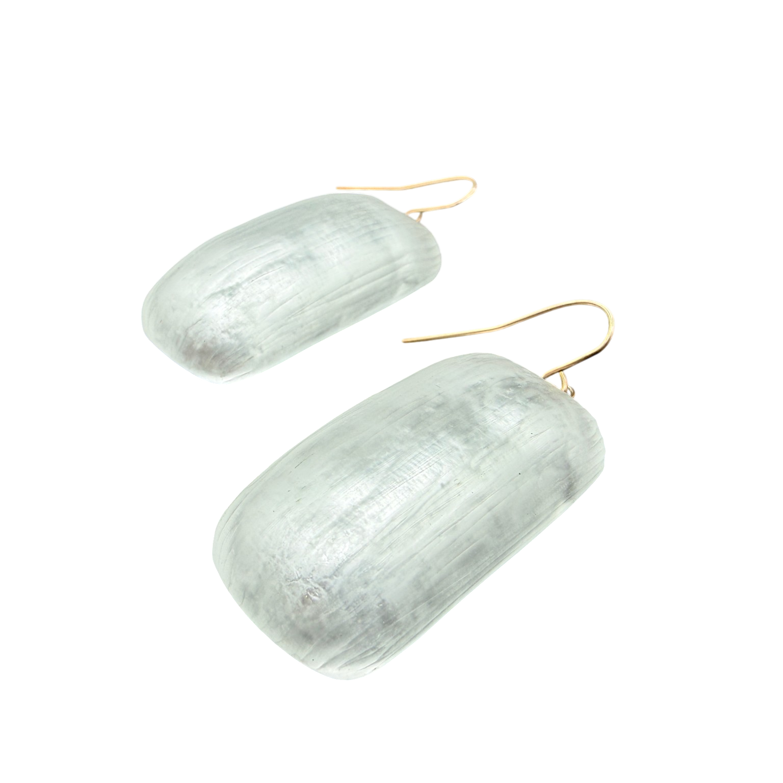 1980s Alexis Bittar Pearl Finish Rectangular Drop Earrings