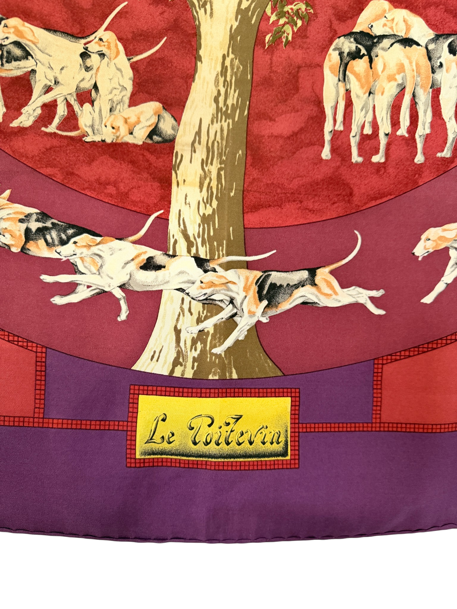 1984 Authentic Hermès “Le Poitevin” Silk Scarf by Hubert de Watrigant