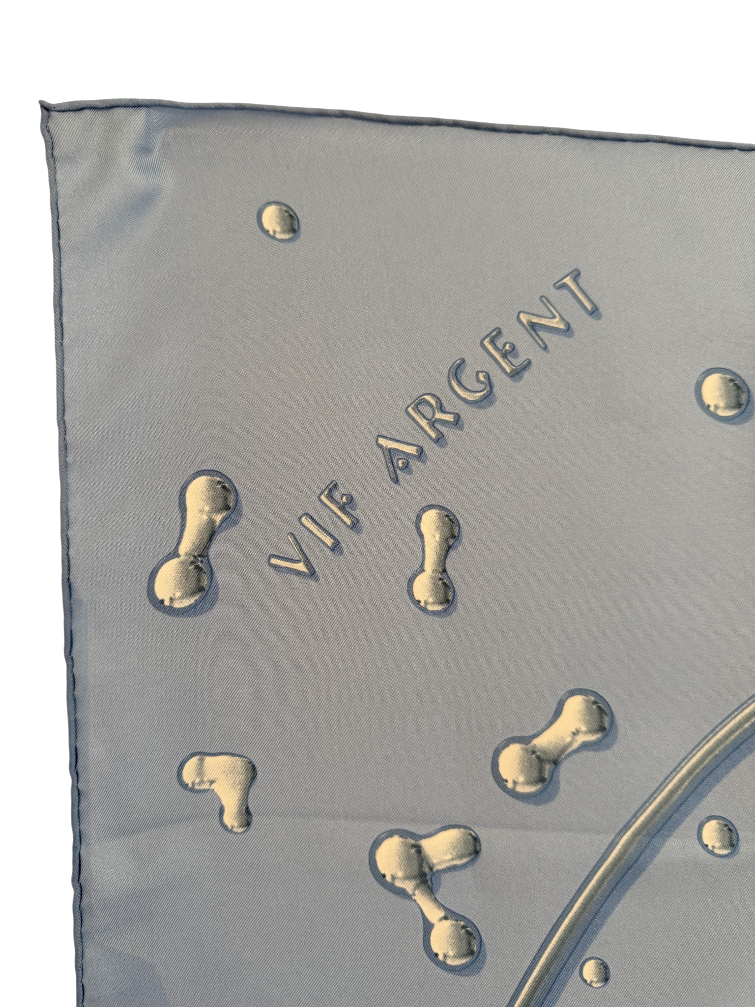 Hermès “Vif Argent” Pale Blue Silk Water Drop Horse Scarf