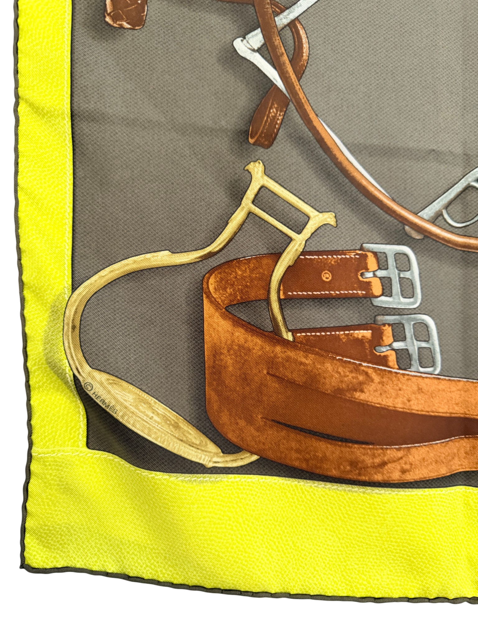 Hermès “Projets Carrés” Silk Equestrian Scarf by Henri d’Origny