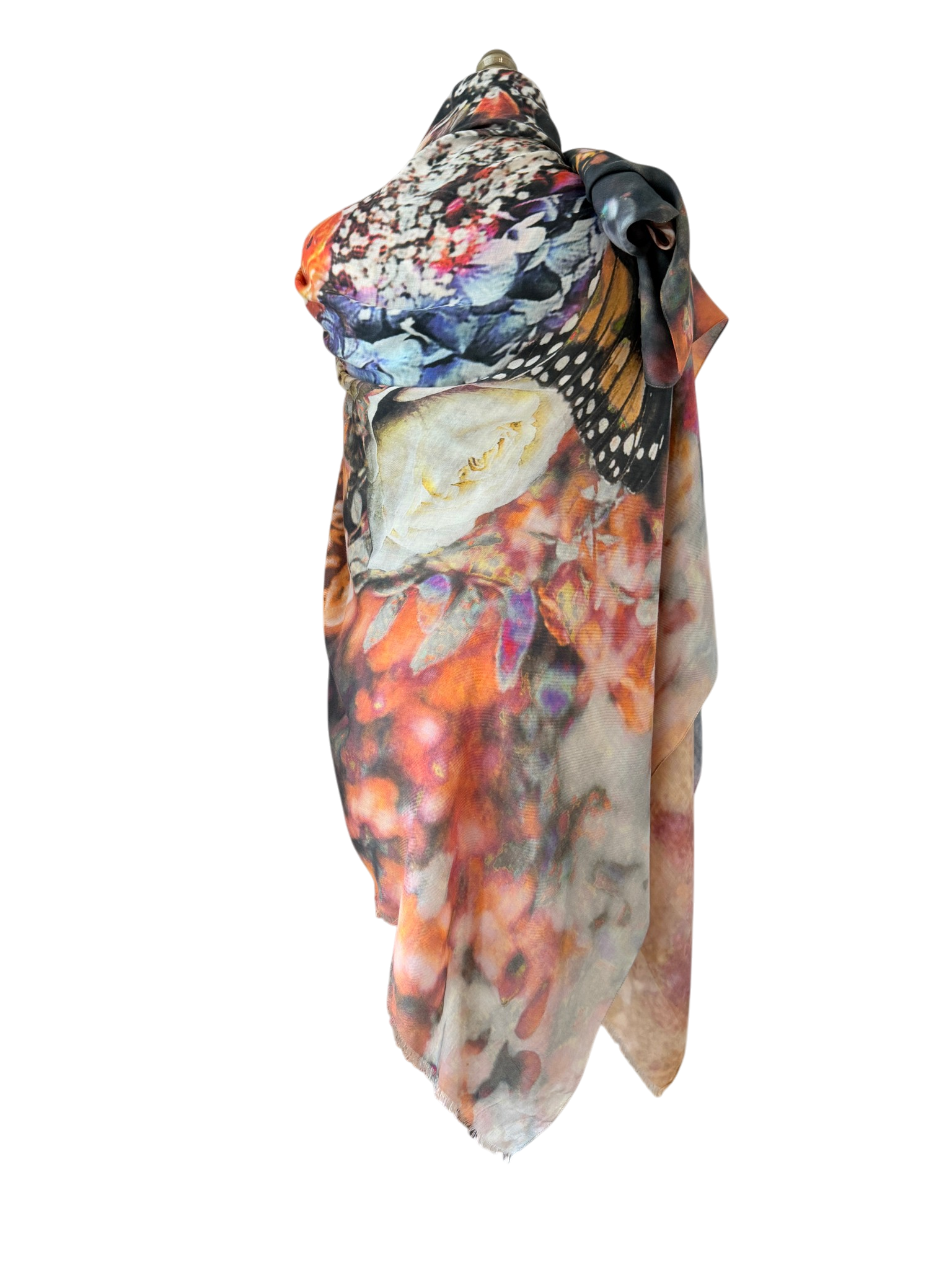 Lily & Lionel Cashmere Pashmina Shawl with Lion, Floral & Butterfly Print