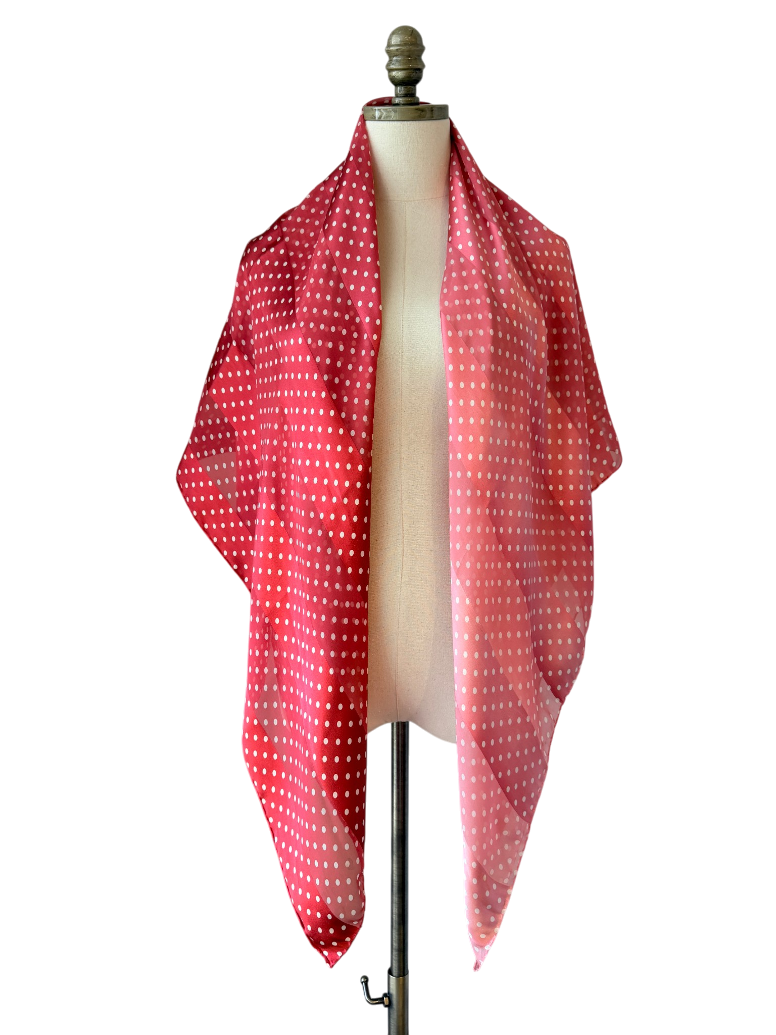 Valentino Pink & White Polka Dot Silk Shawl