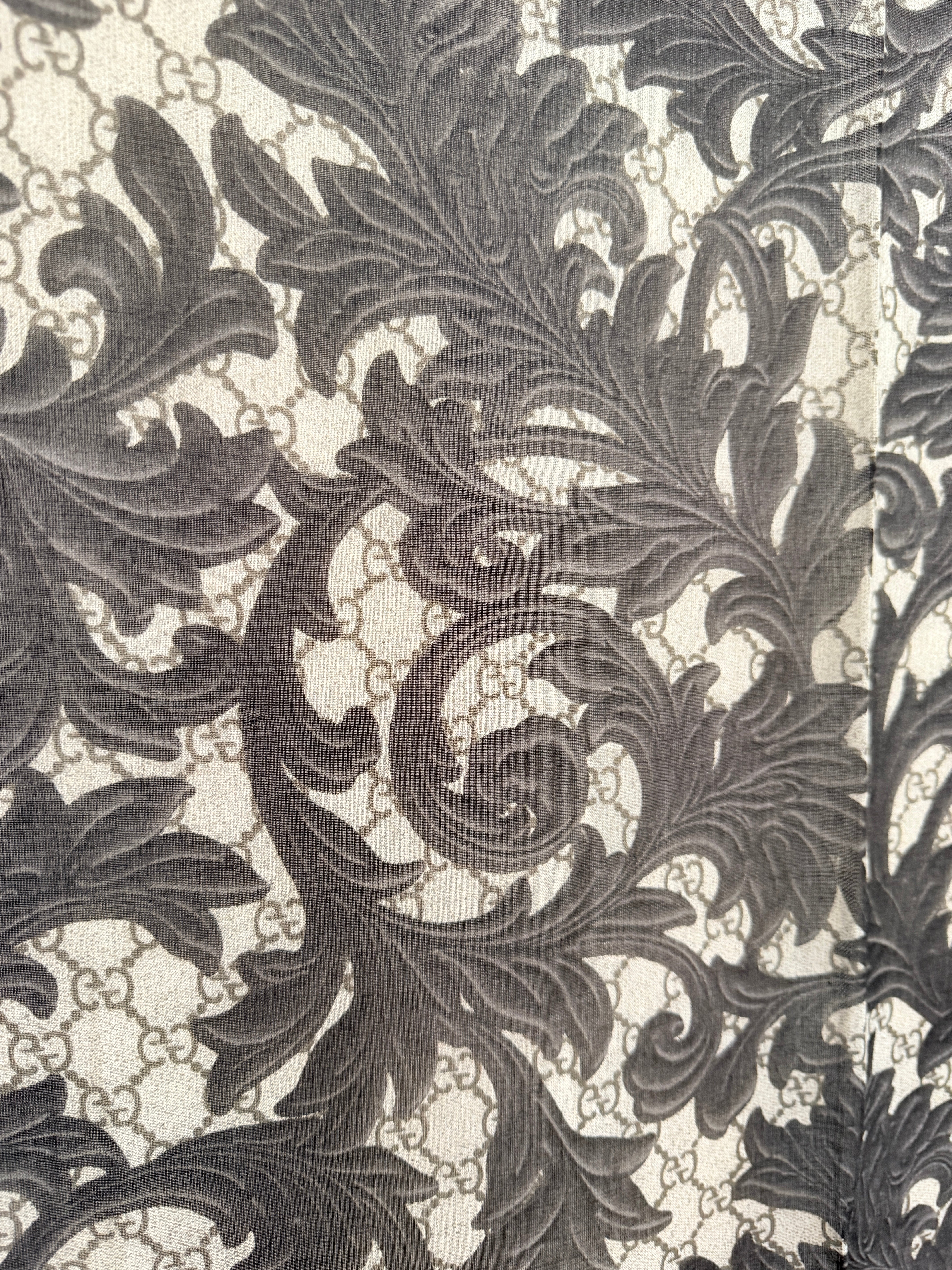Gucci Baroque Double G Silk & Cashmere Shawl with Trellis Design
