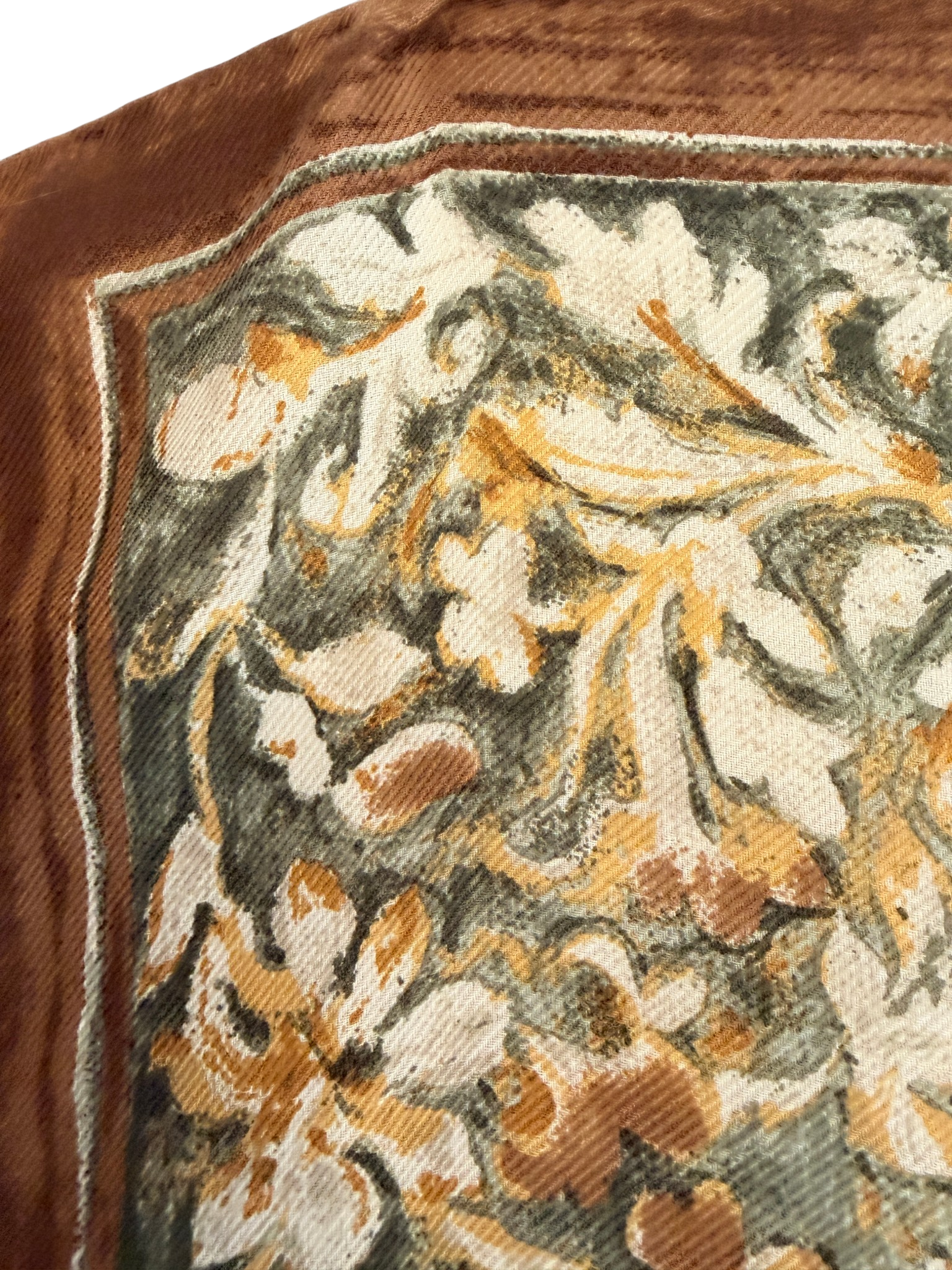 Loro Piana Cashmere/Silk Baroque Scarf in Brown and Green