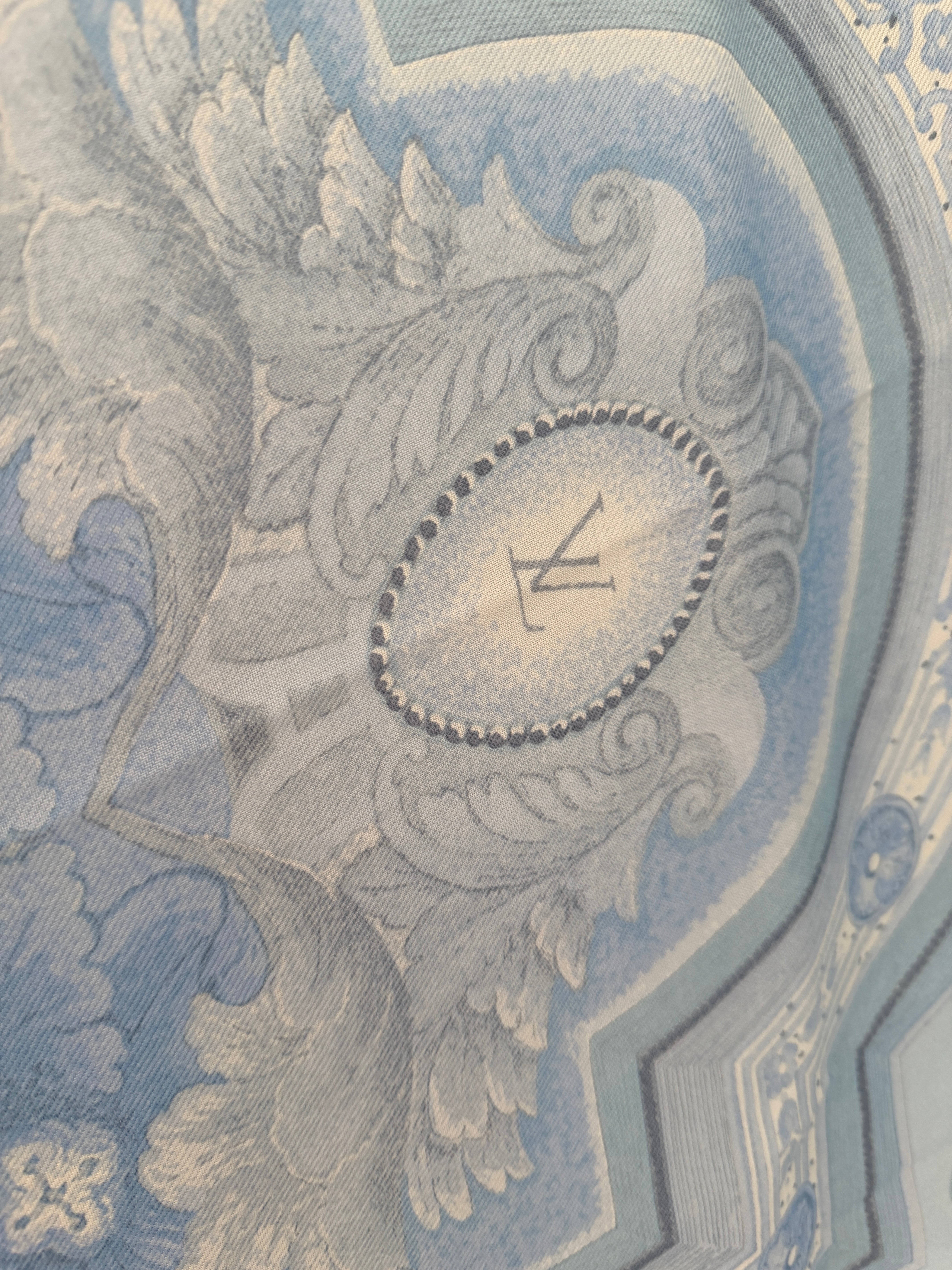 Louis Vuitton “Les Décors Parisiens au XIXe Siècle” Pale Blue Silk Shawl