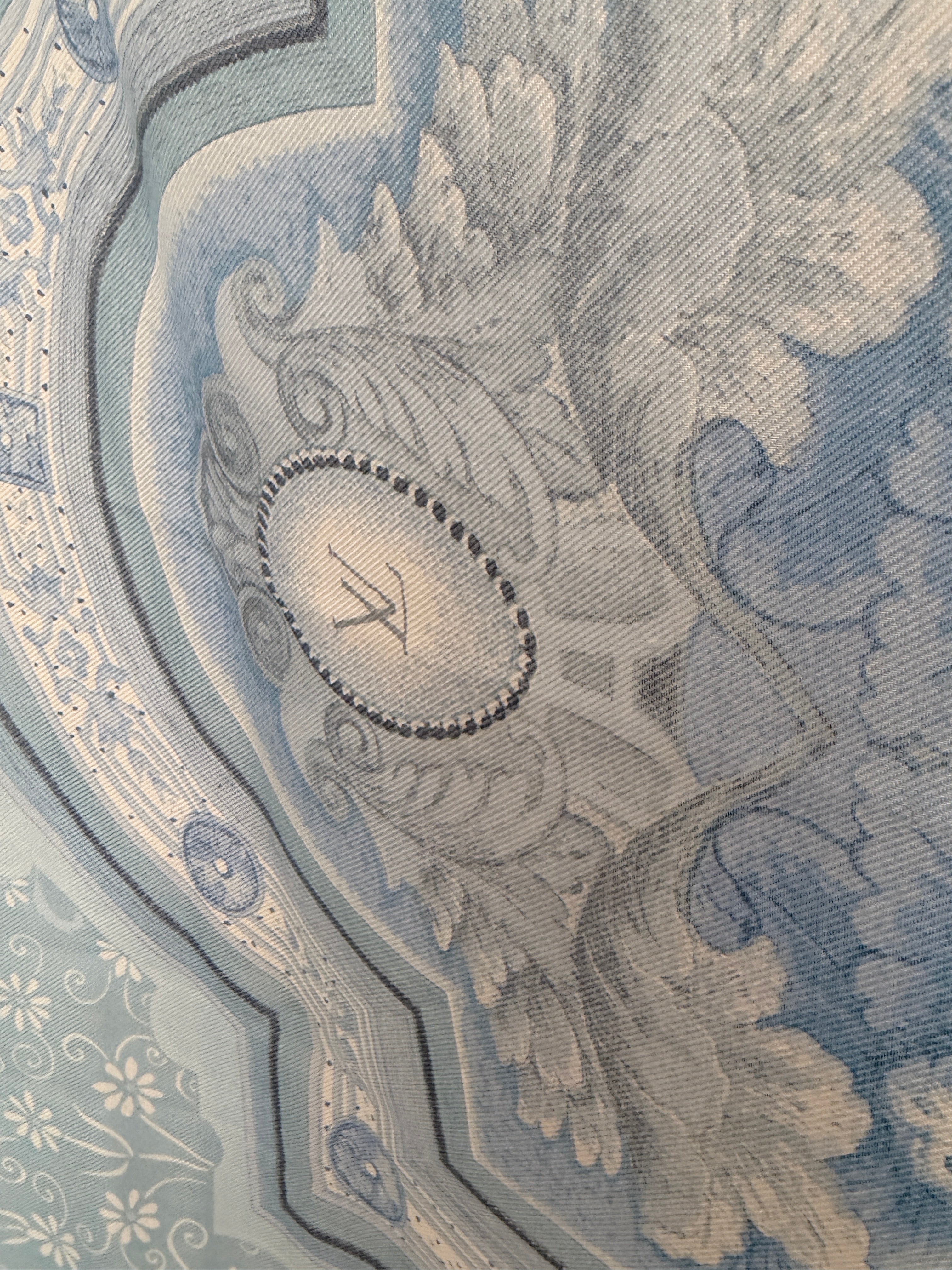 Louis Vuitton “Les Décors Parisiens au XIXe Siècle” Pale Blue Silk Shawl