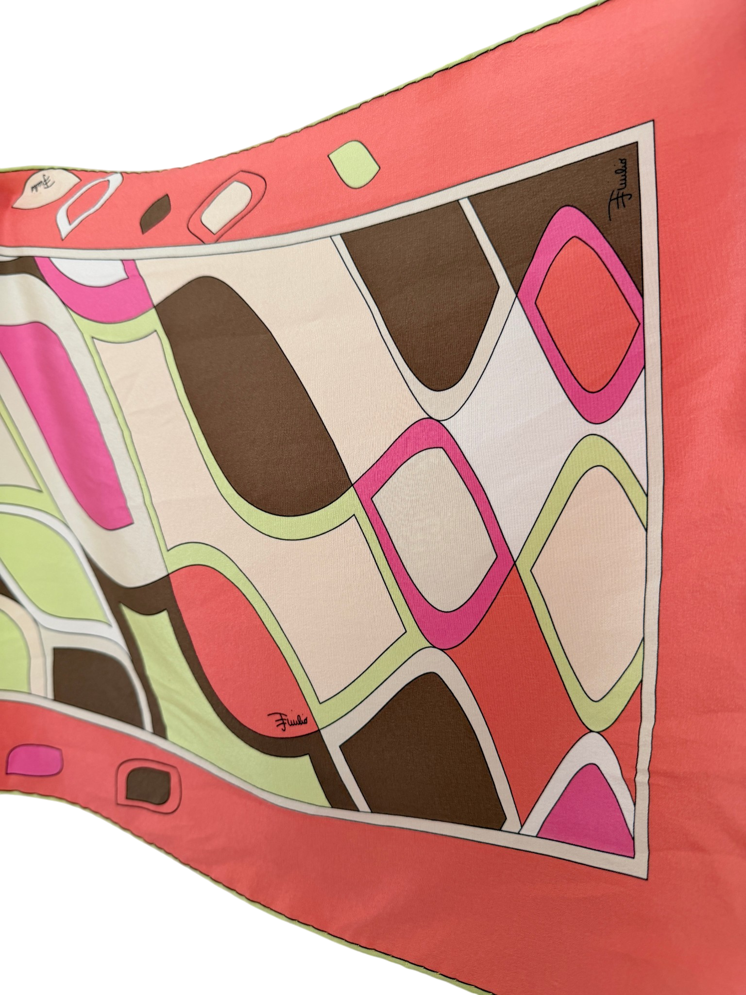 1980s Emilio Pucci Silk Oblong Geometric Print Scarf