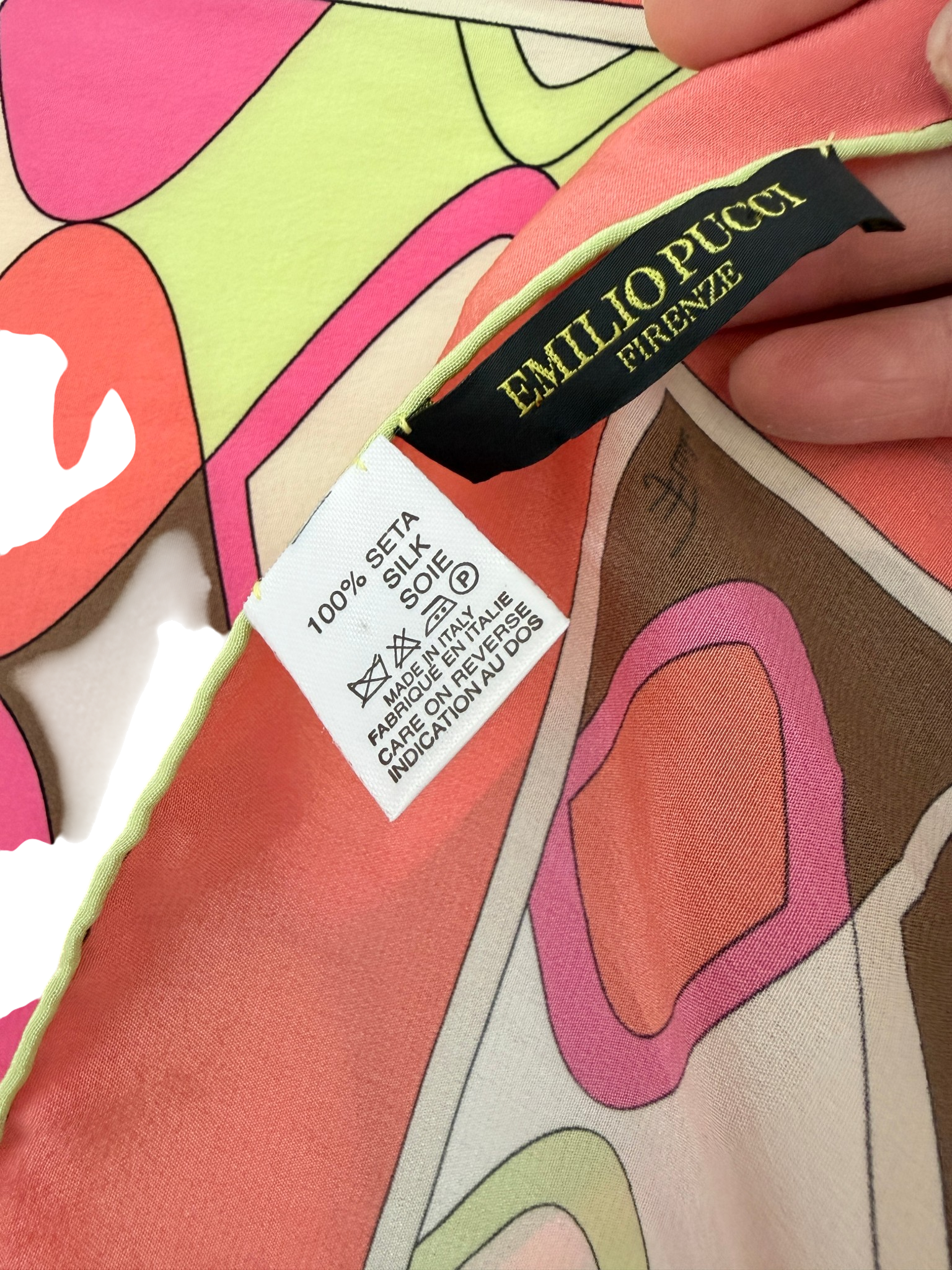 1980s Emilio Pucci Silk Oblong Geometric Print Scarf