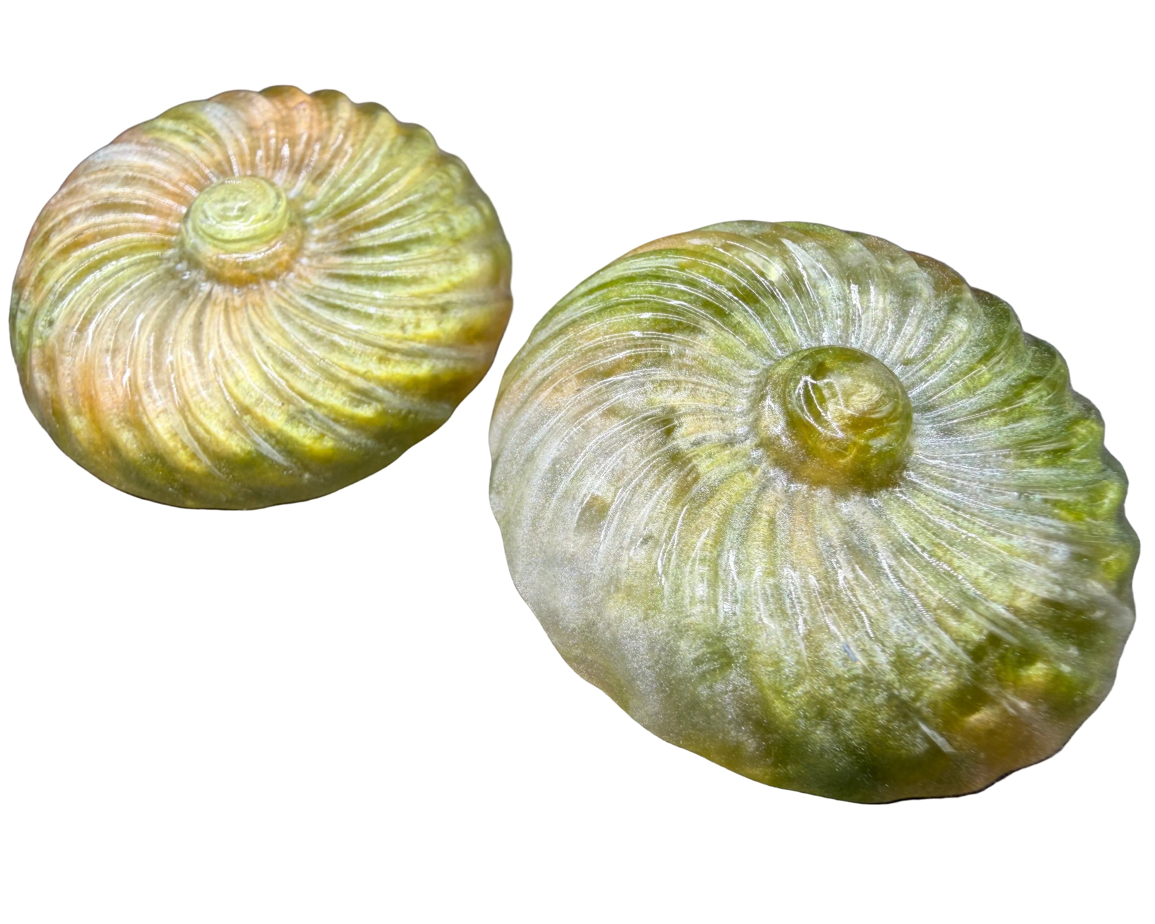 1970s Lemon & Lime Lucite Swirl Disc Clip Earrings