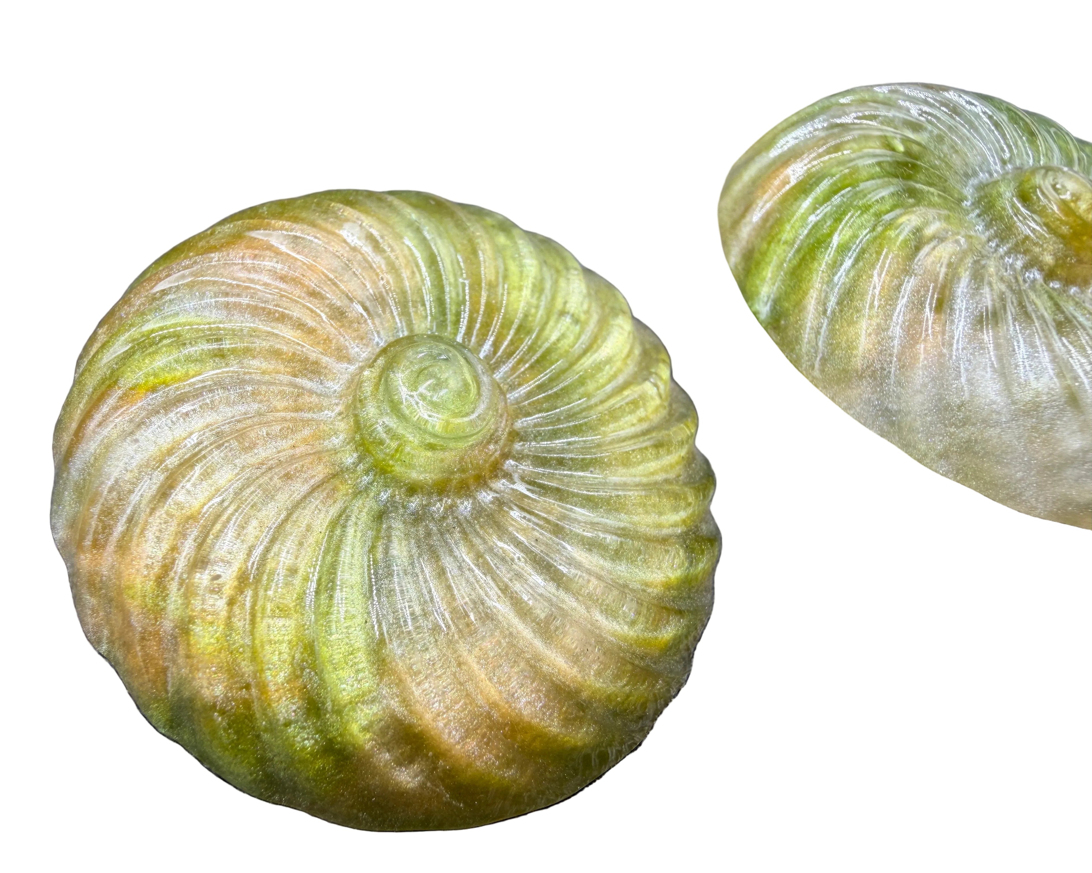 1970s Lemon & Lime Lucite Swirl Disc Clip Earrings