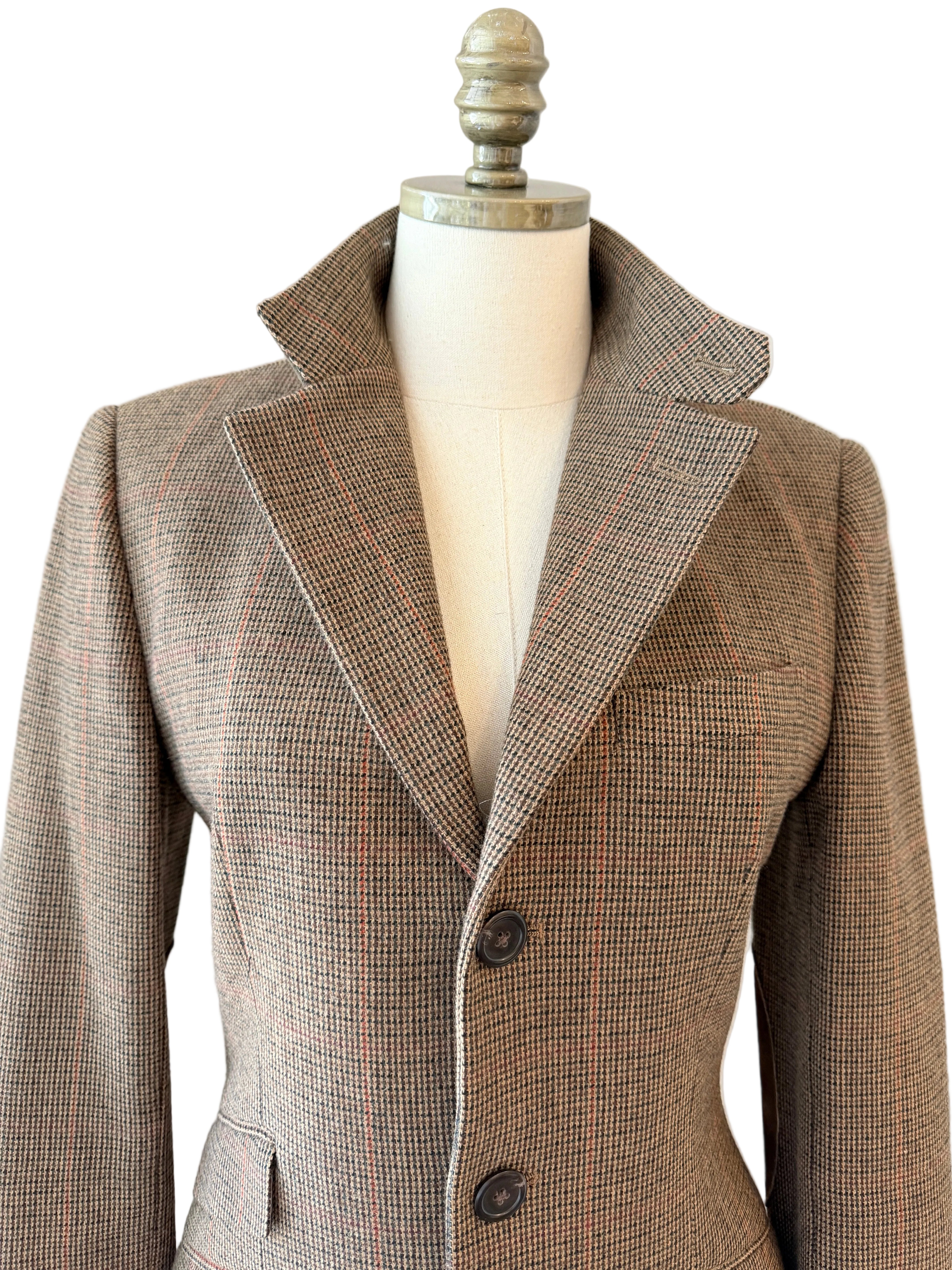 1990s Ralph Lauren Classic Collection Tweed Pant & Blazer Suit with Suede Elbow Patches