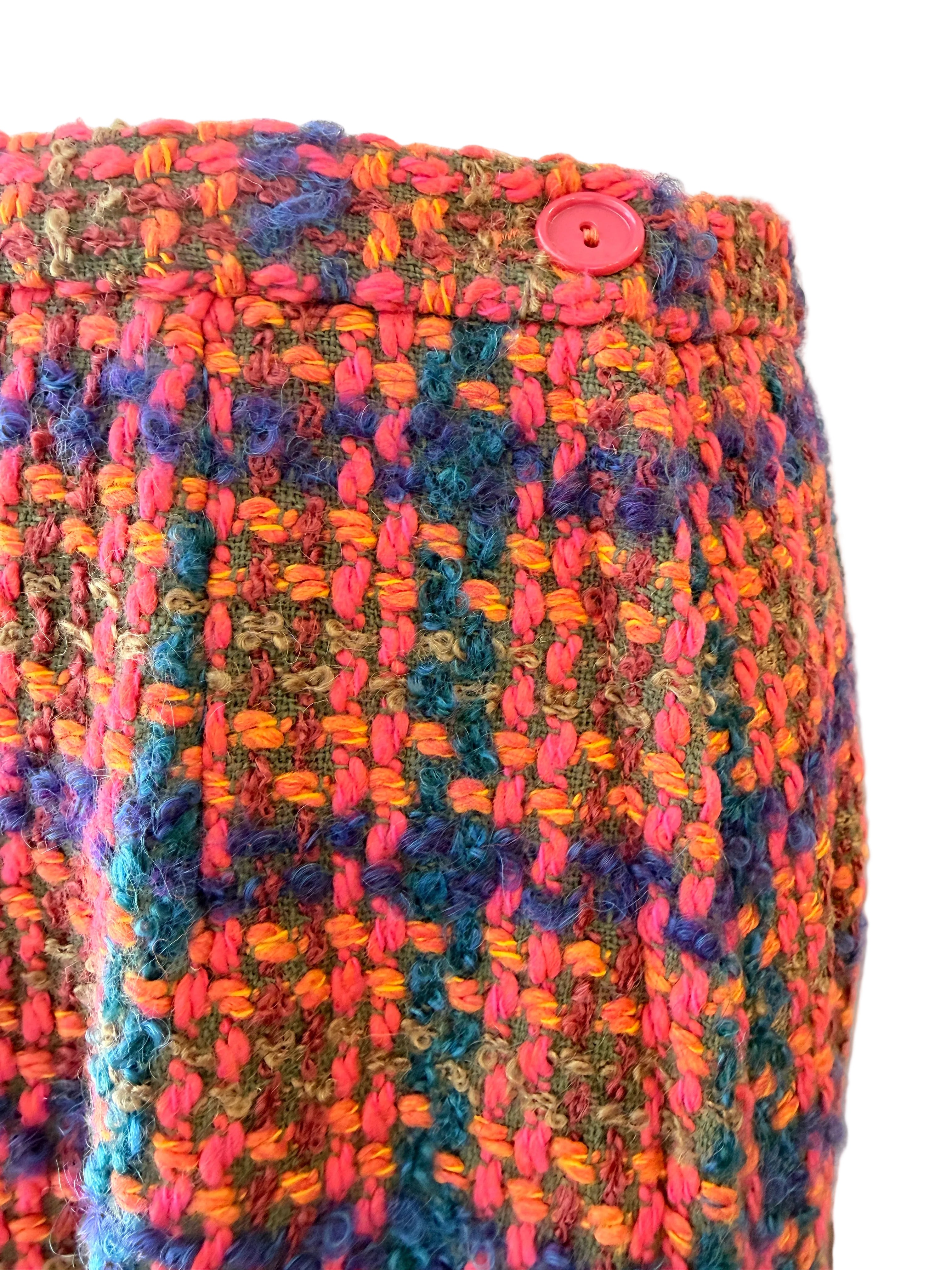 1960s Orange Tweed Two-Piece Skirt Suit in Pink, Orange & Purple