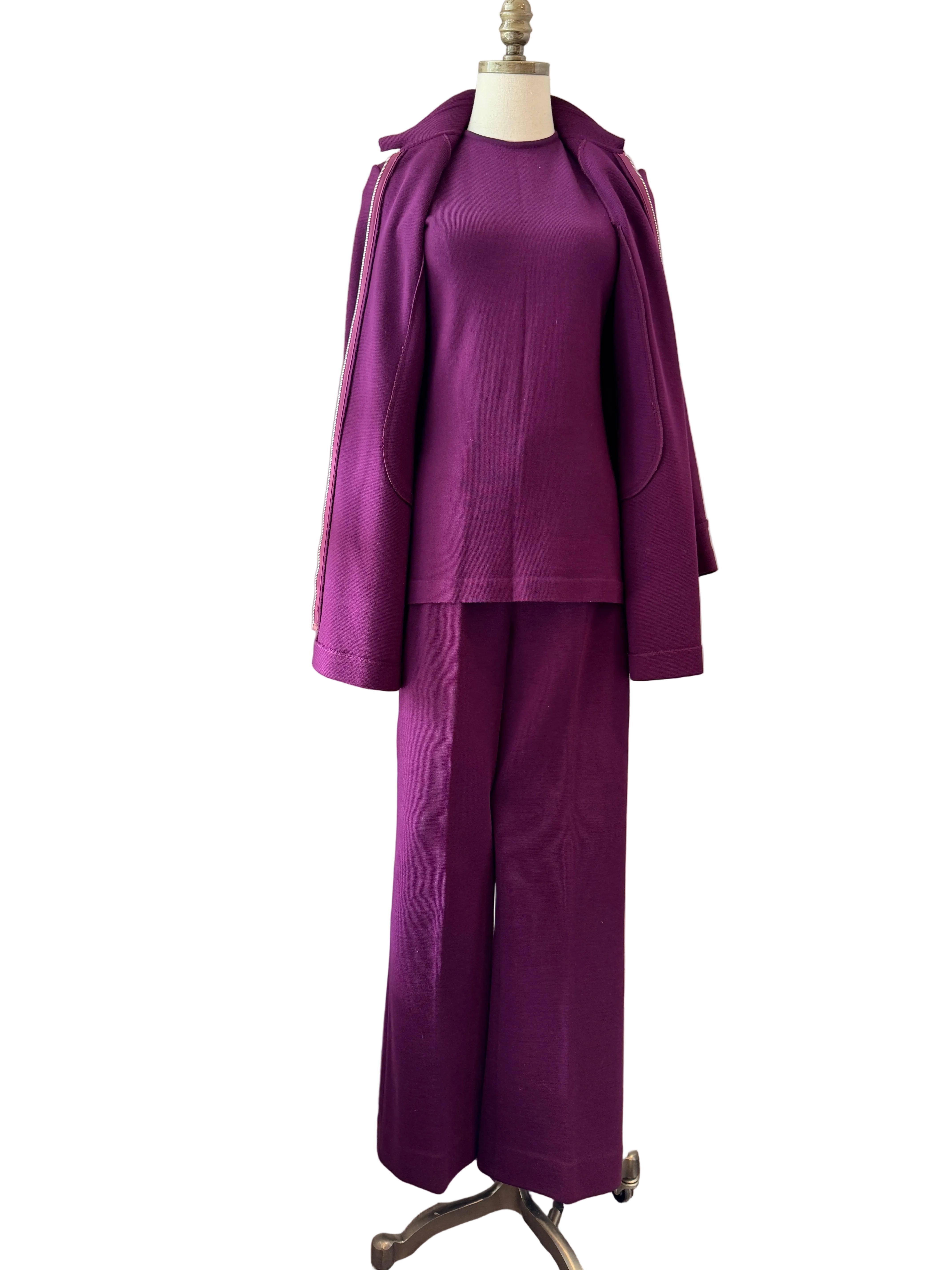 1960s Crown Royal Three-Piece Wool Pant Suit with Tank, Blazer & Pants