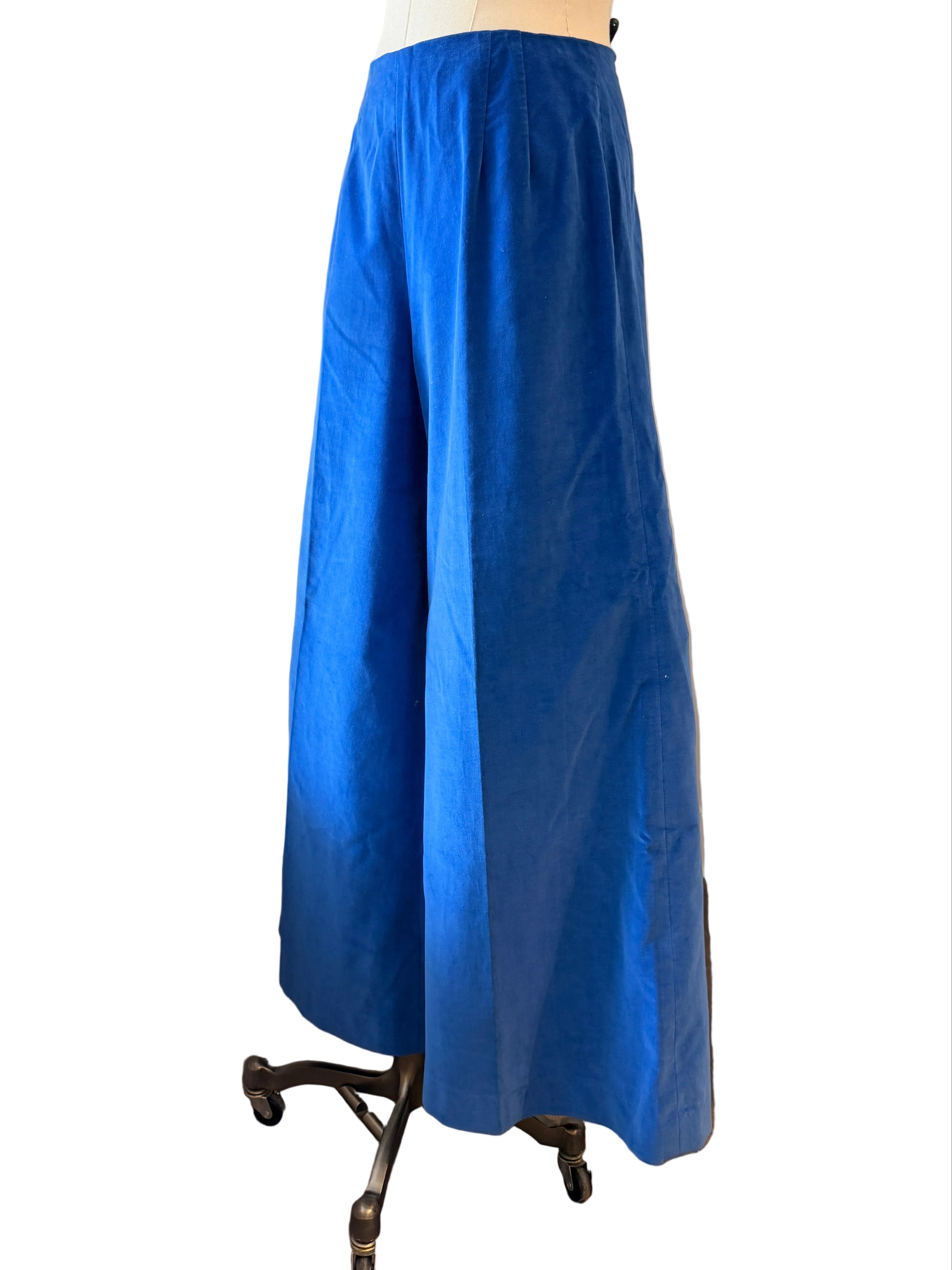 1970s Royal Blue Wide-Leg Velvet Pants