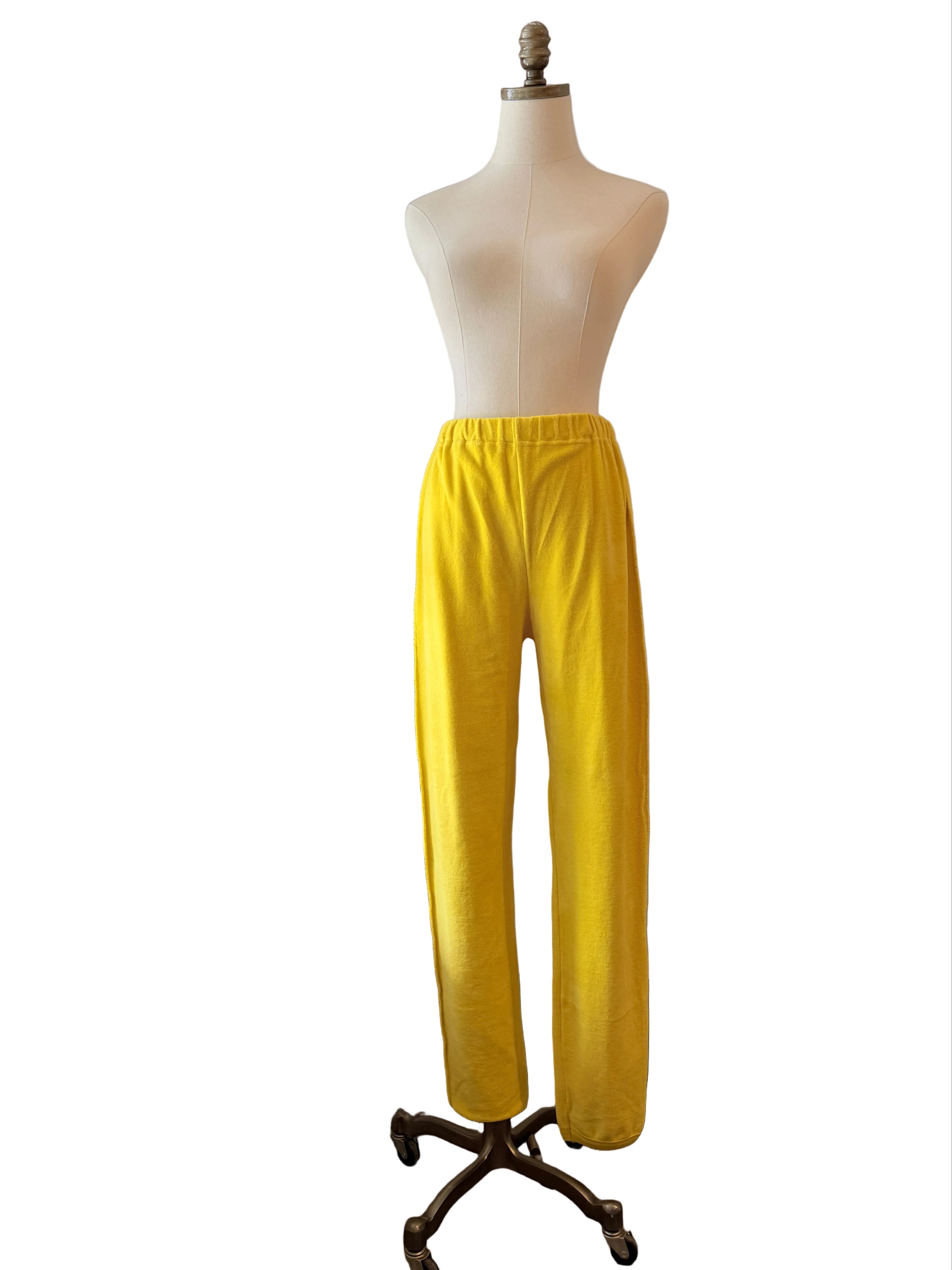 1980s Sonia Rykiel Yellow Velour Three-Piece Ensemble with Rhinestone Accents