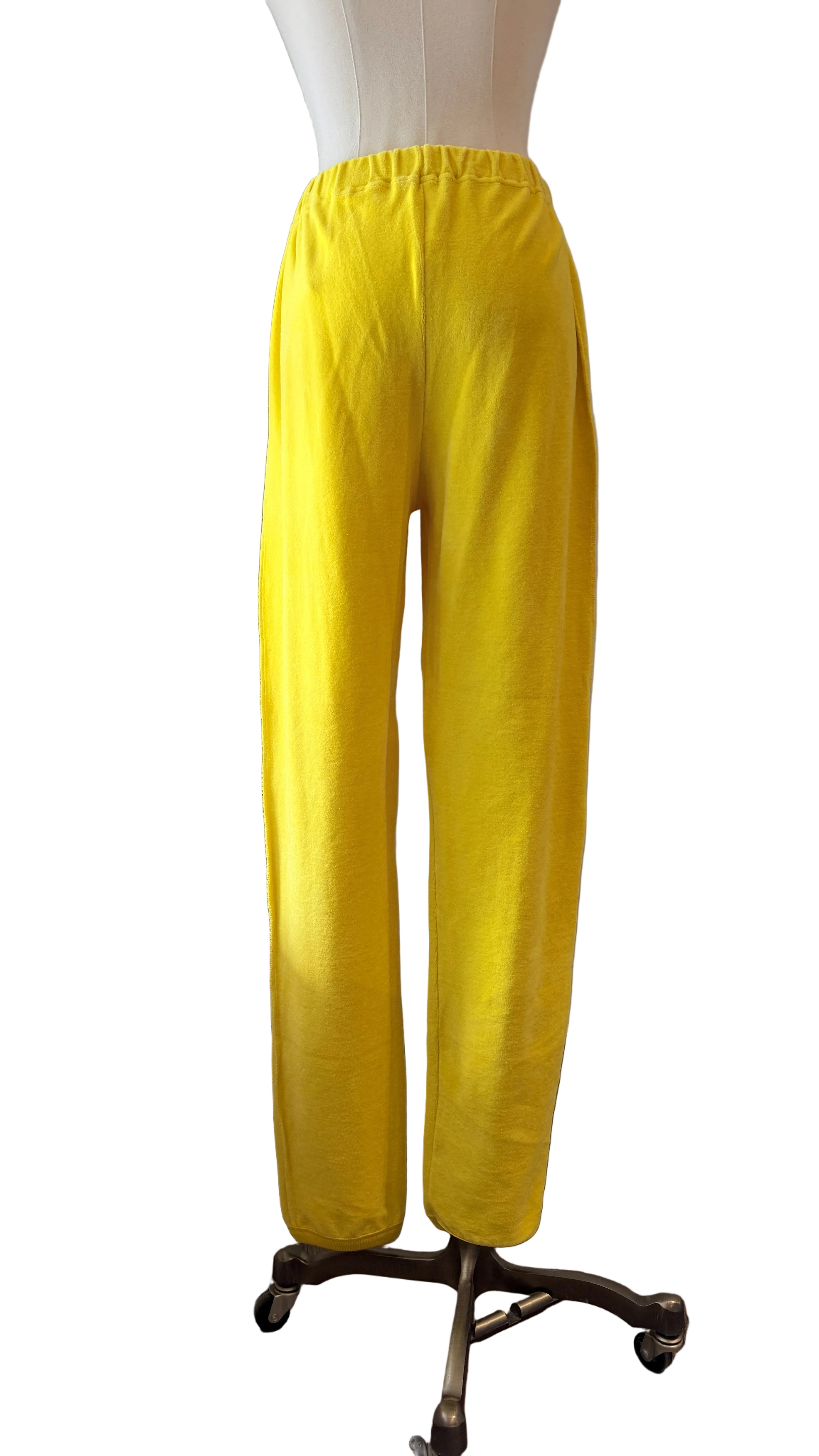 1980s Sonia Rykiel Yellow Velour Three-Piece Ensemble with Rhinestone Accents