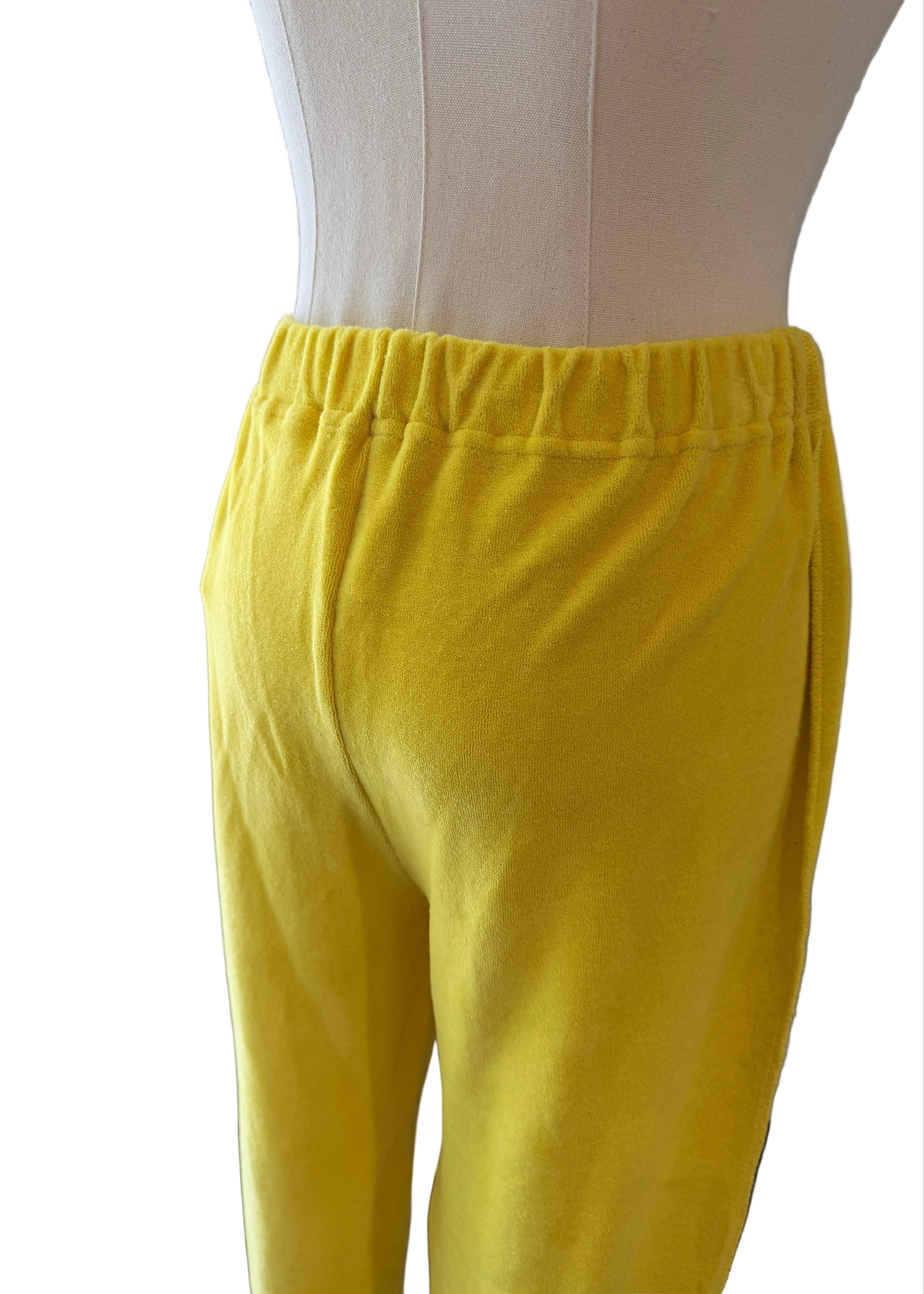 1980s Sonia Rykiel Yellow Velour Three-Piece Ensemble with Rhinestone Accents