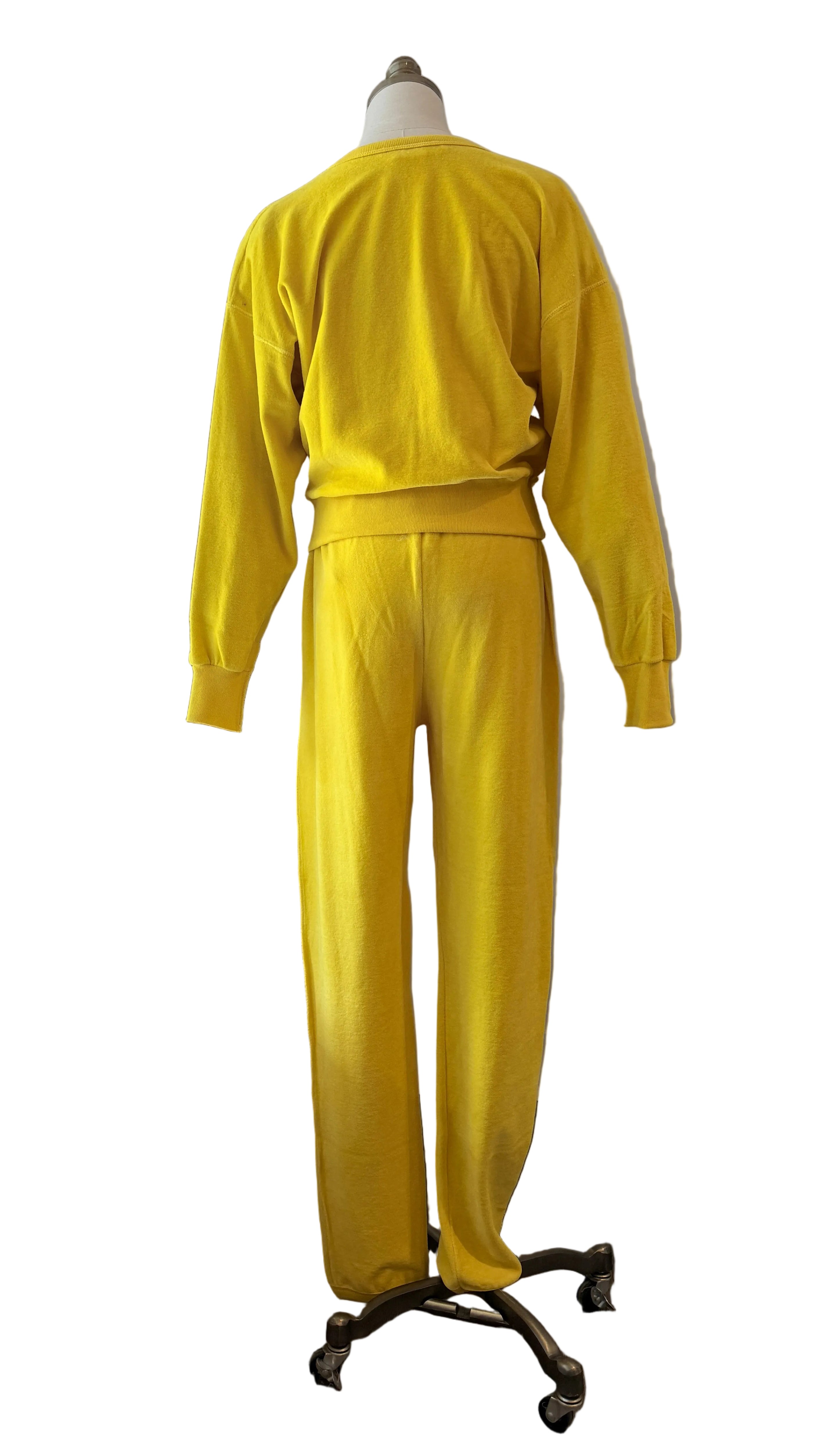 1980s Sonia Rykiel Yellow Velour Three-Piece Ensemble with Rhinestone Accents