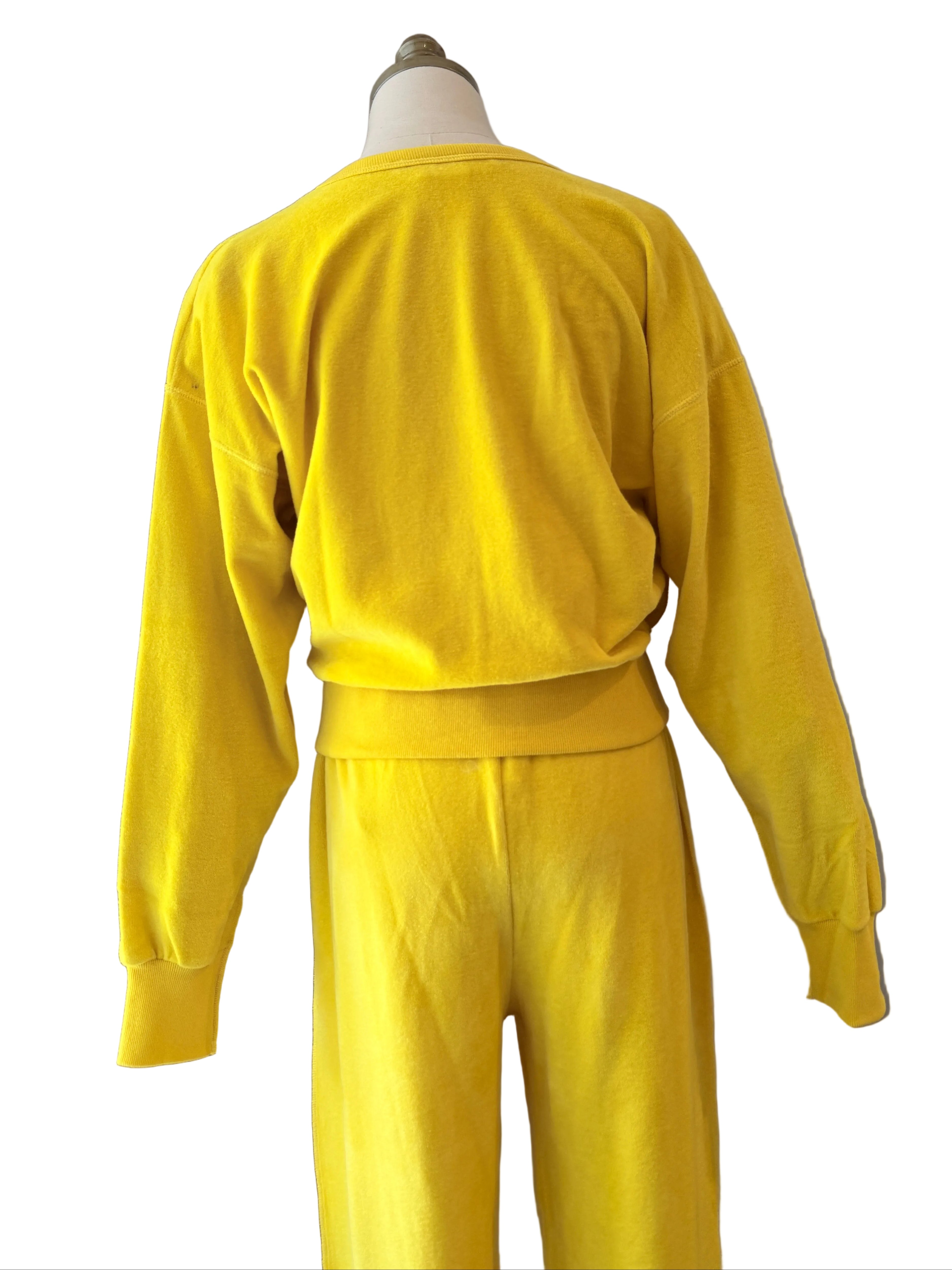 1980s Sonia Rykiel Yellow Velour Three-Piece Ensemble with Rhinestone Accents
