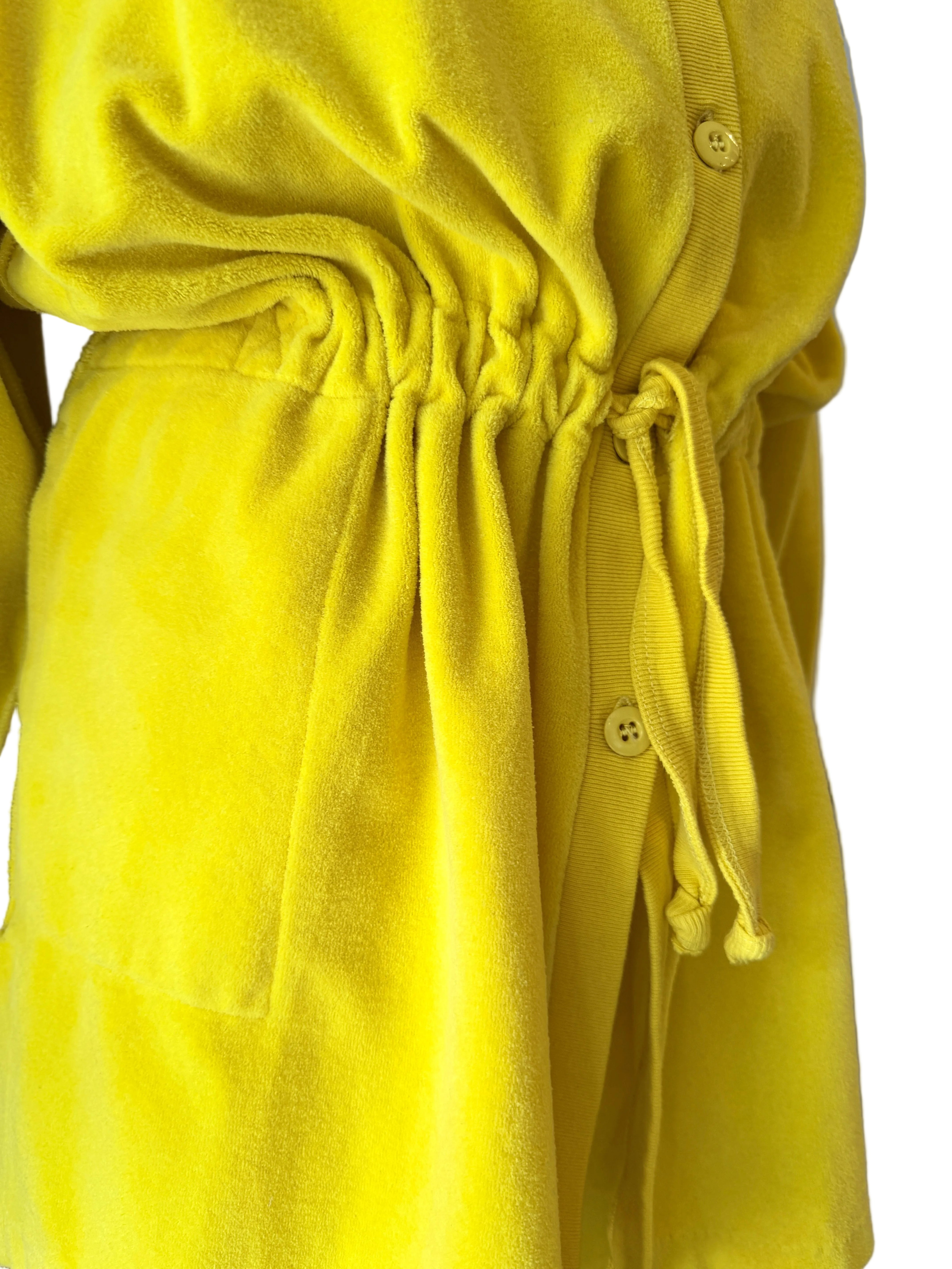 1980s Sonia Rykiel Yellow Velour Three-Piece Ensemble with Rhinestone Accents