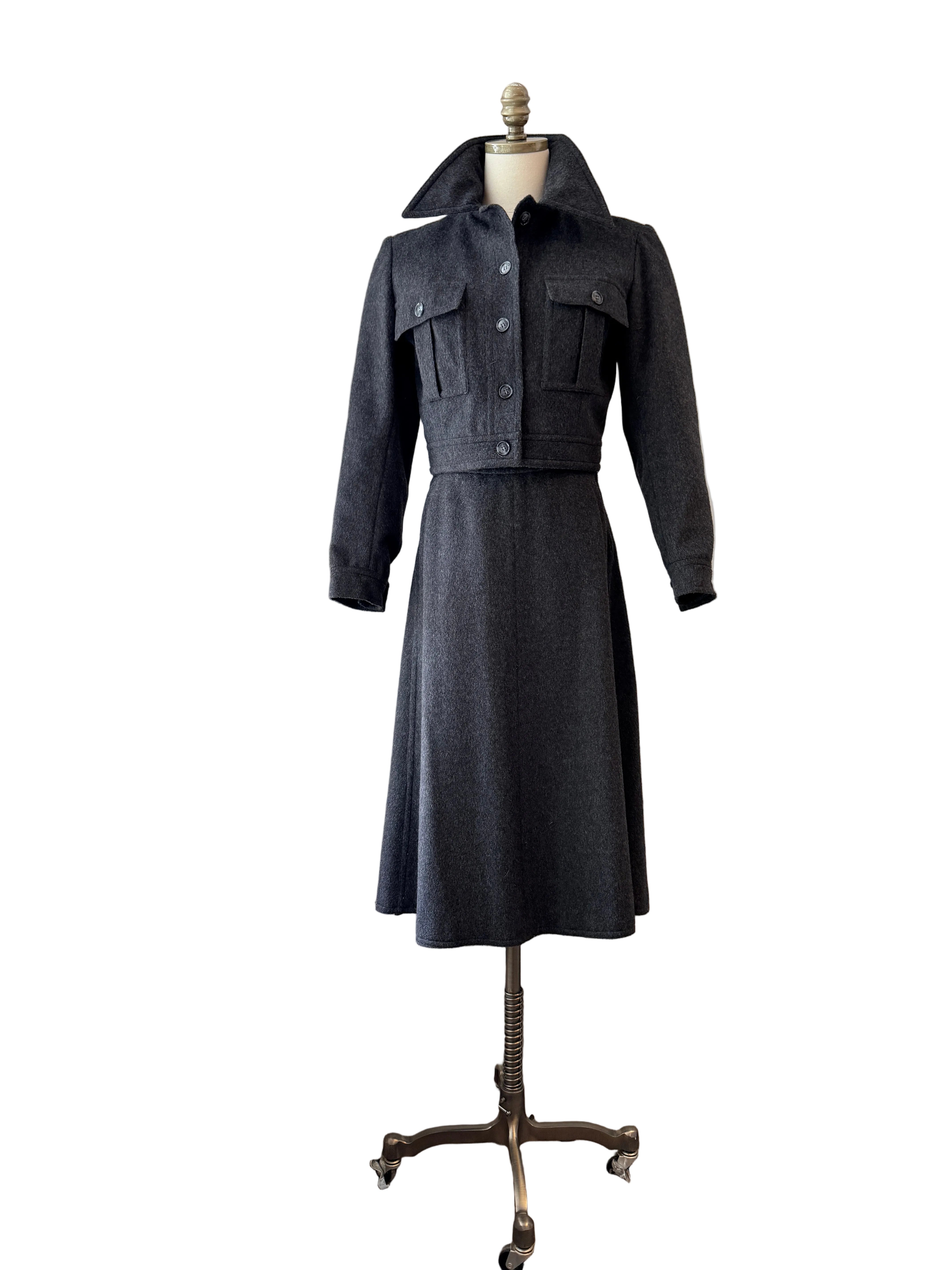1960s Yves Saint Laurent Heathered Wool Two-Piece Skirt Suit