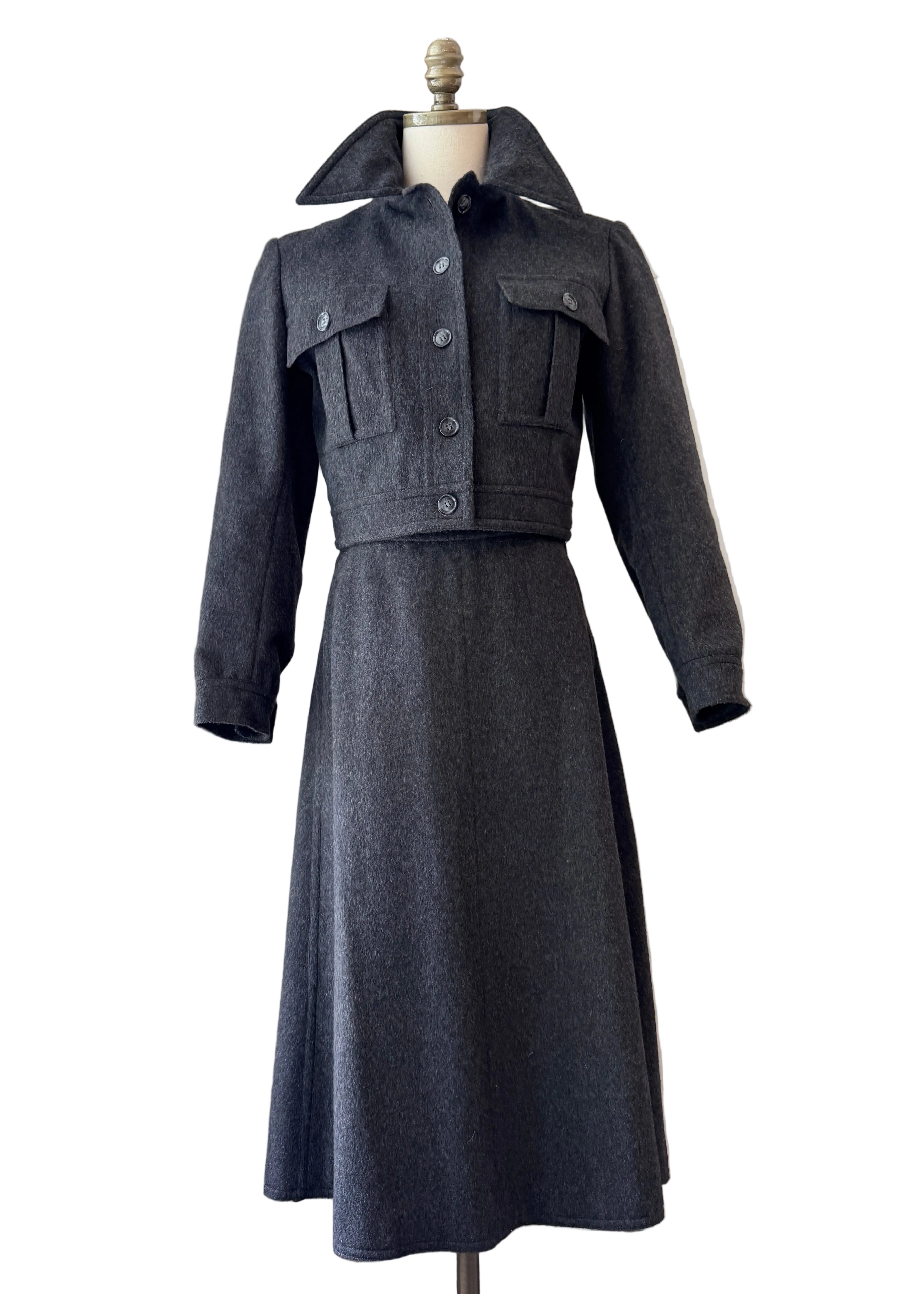 1960s Yves Saint Laurent Heathered Wool Two-Piece Skirt Suit