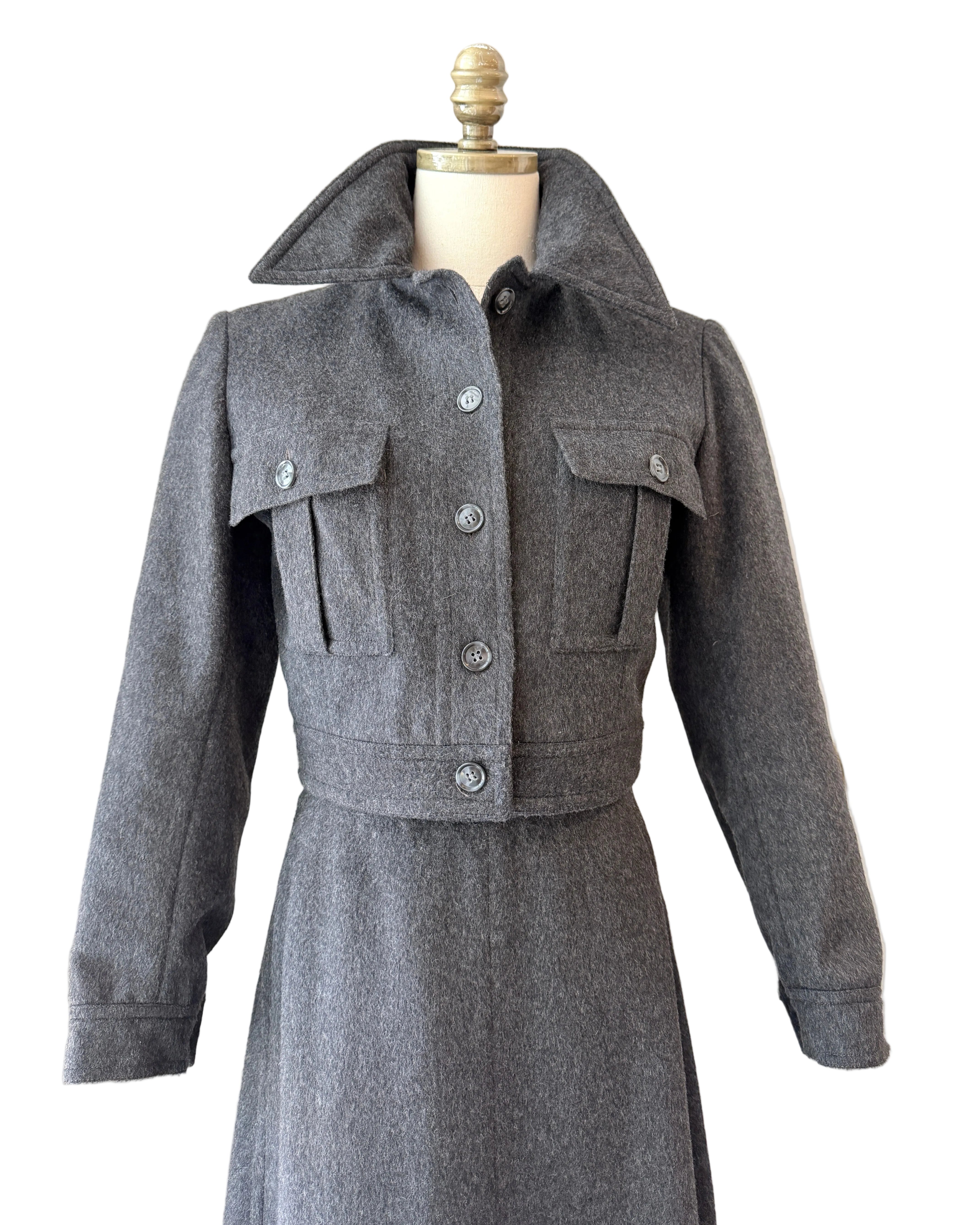 1960s Yves Saint Laurent Heathered Wool Two-Piece Skirt Suit