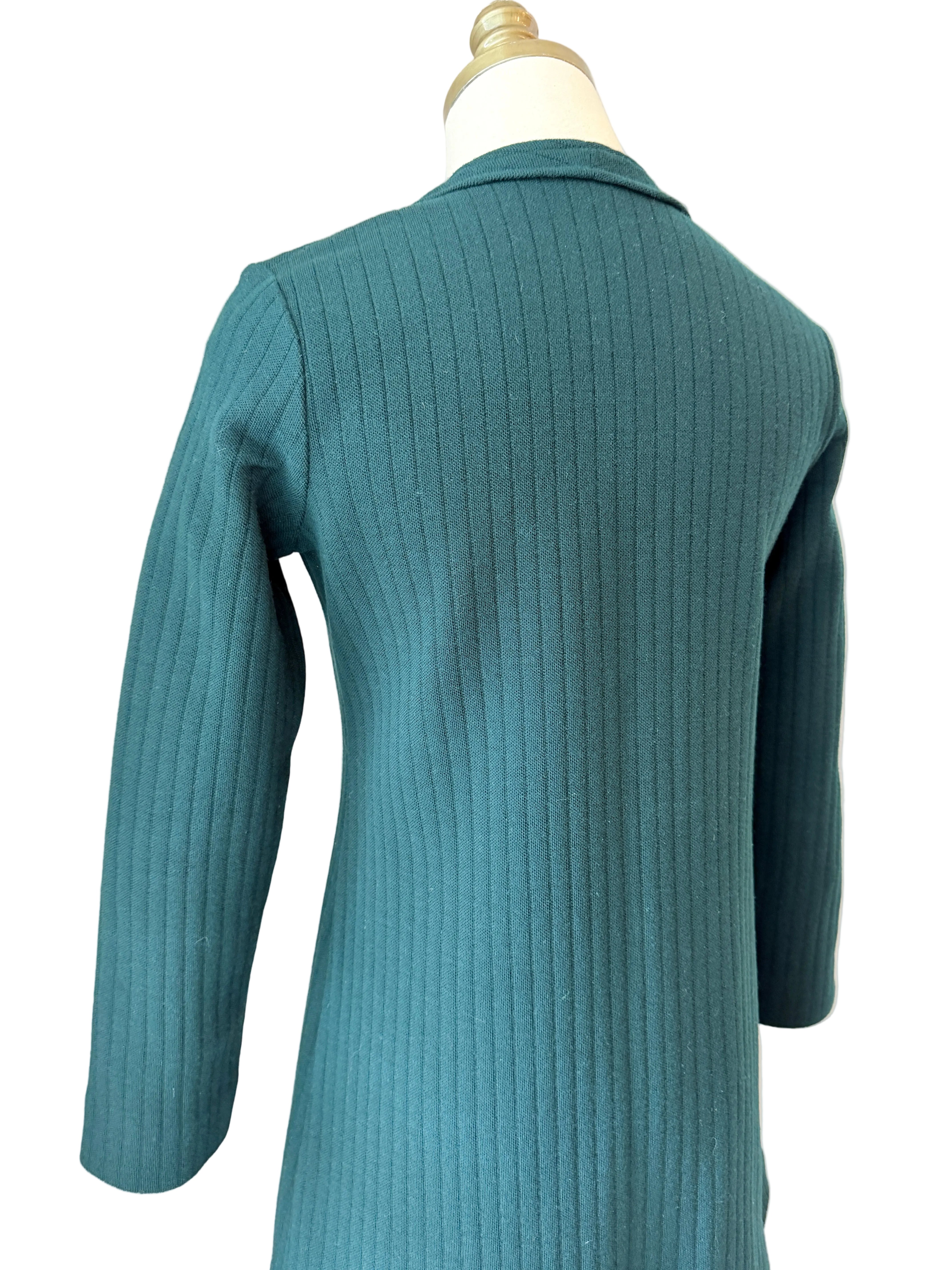 1960s Made in France for Saks Fifth Avenue Green Ribbed Wool Pant Suit