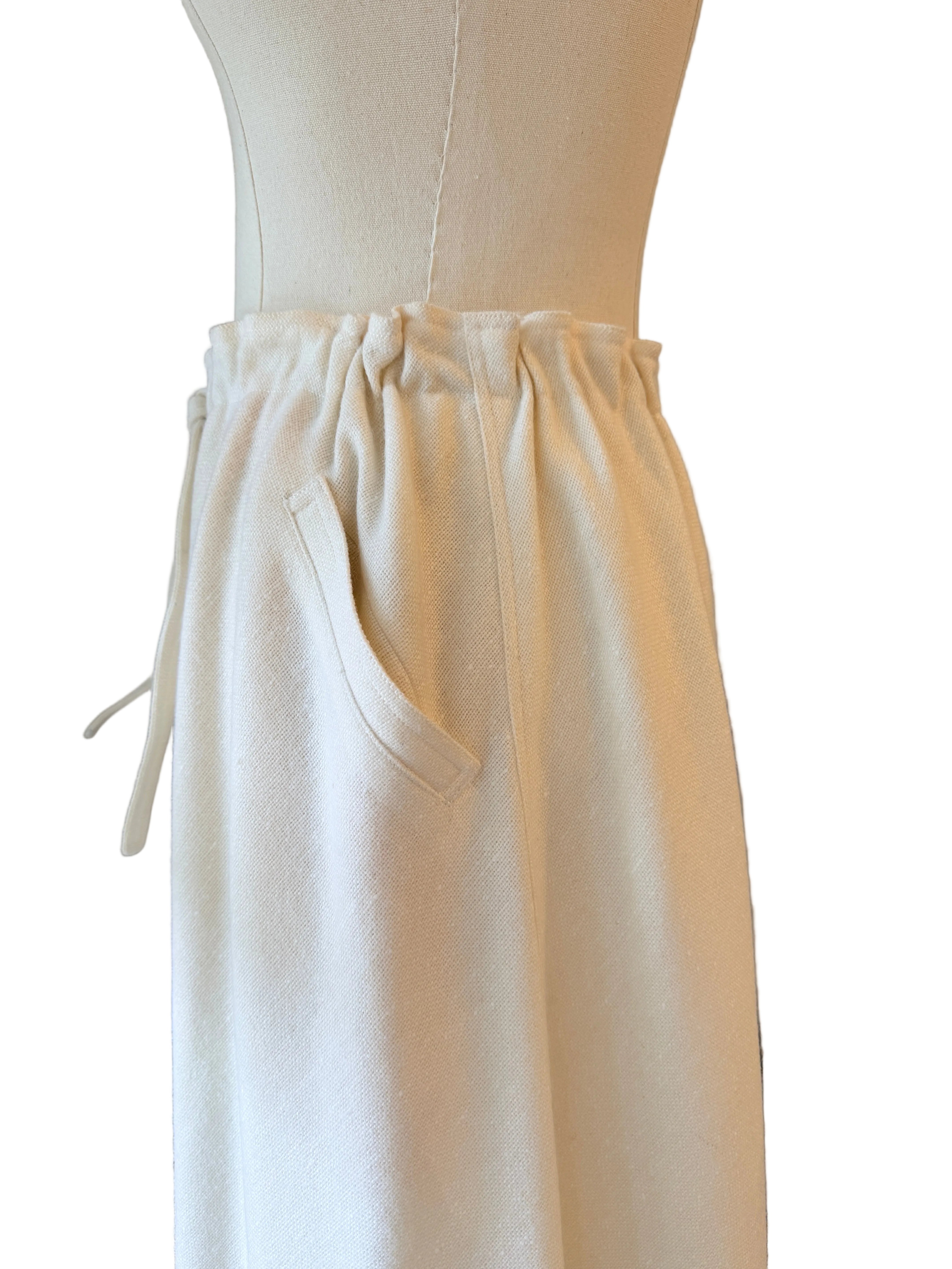 1970s Courrèges Ivory Wool Skirt with Tie Waist