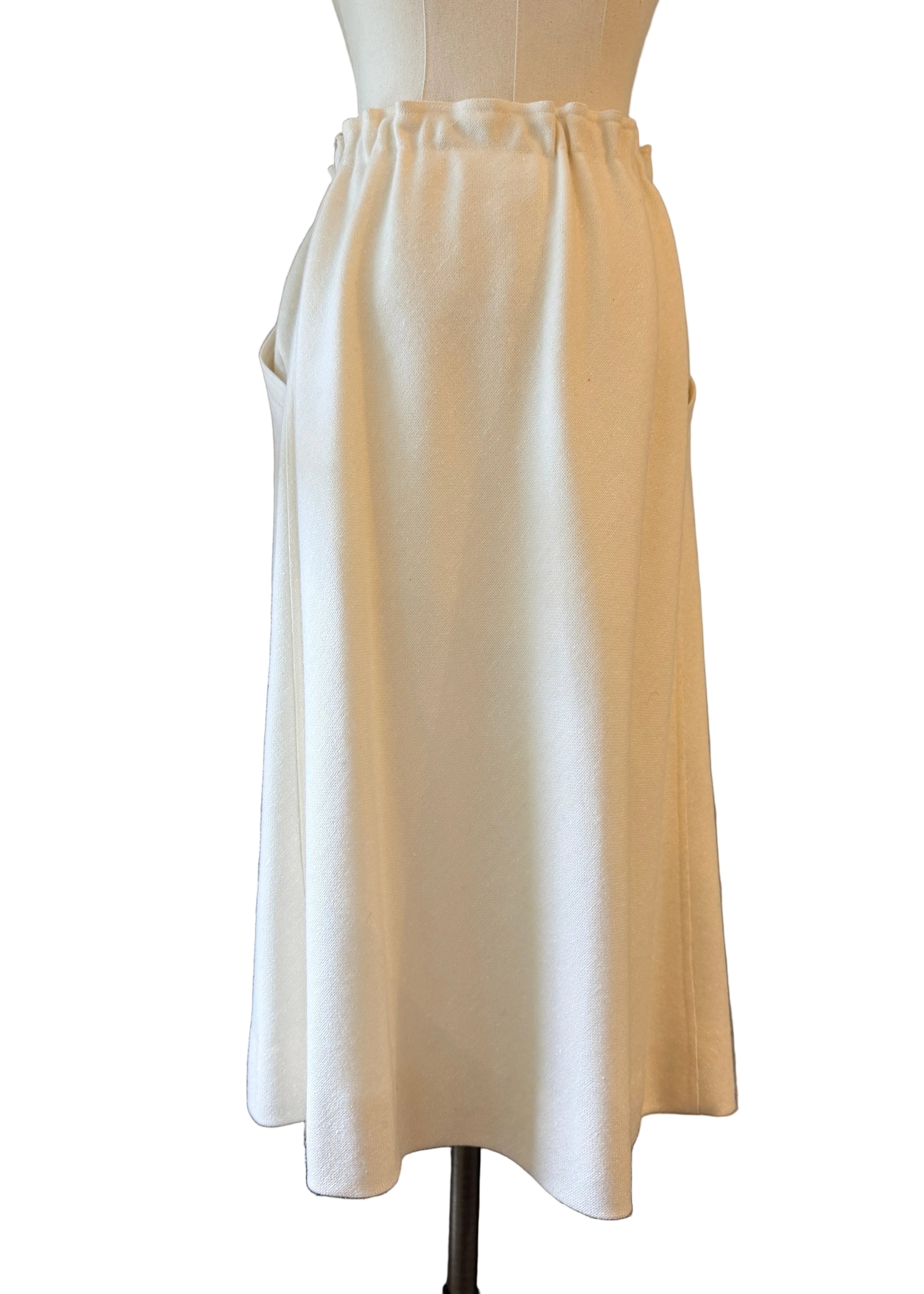 1970s Courrèges Ivory Wool Skirt with Tie Waist