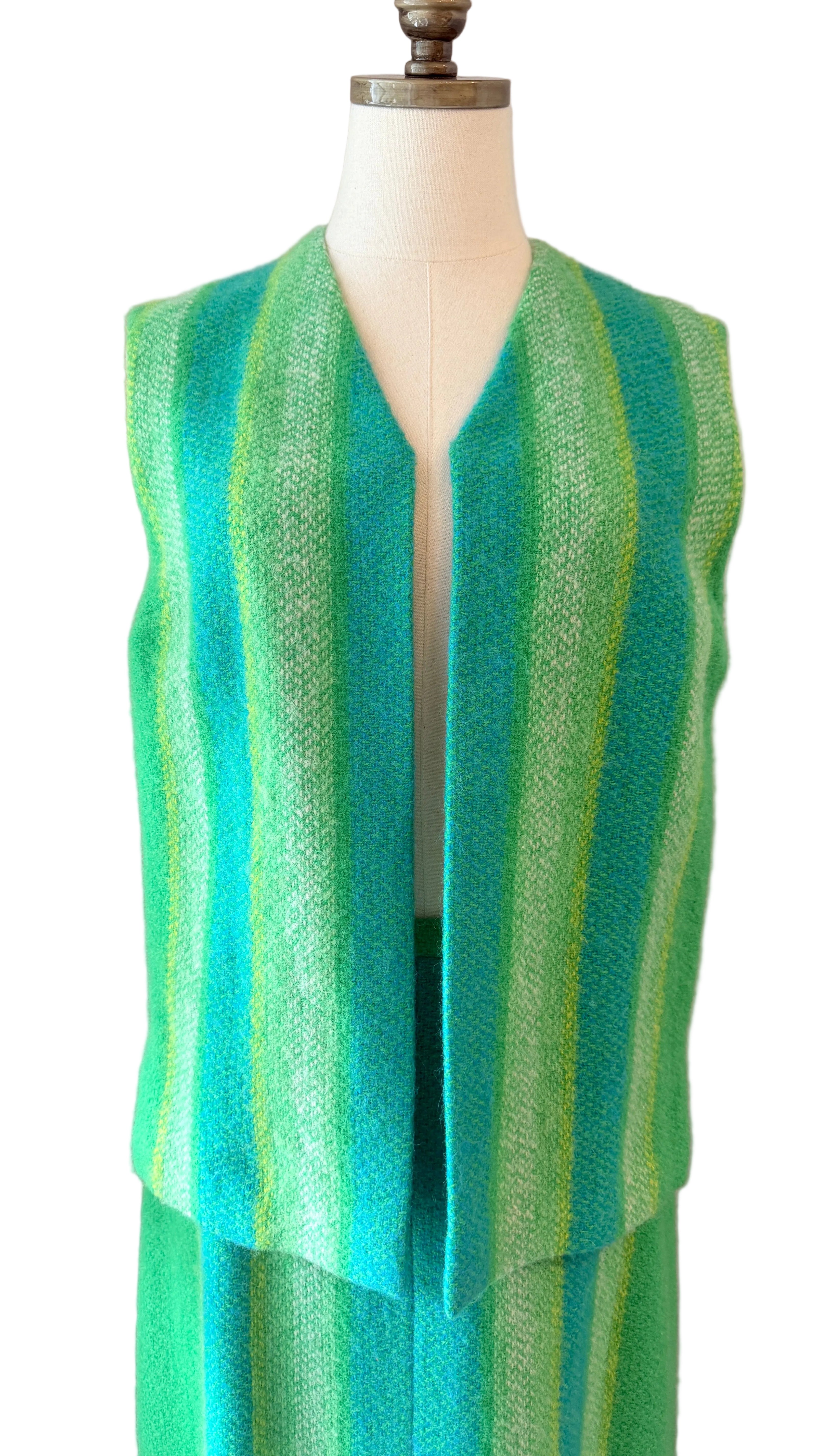 Countess Ebba von Eckermann Green Wool Hand-Knit Skirt & Vest Set