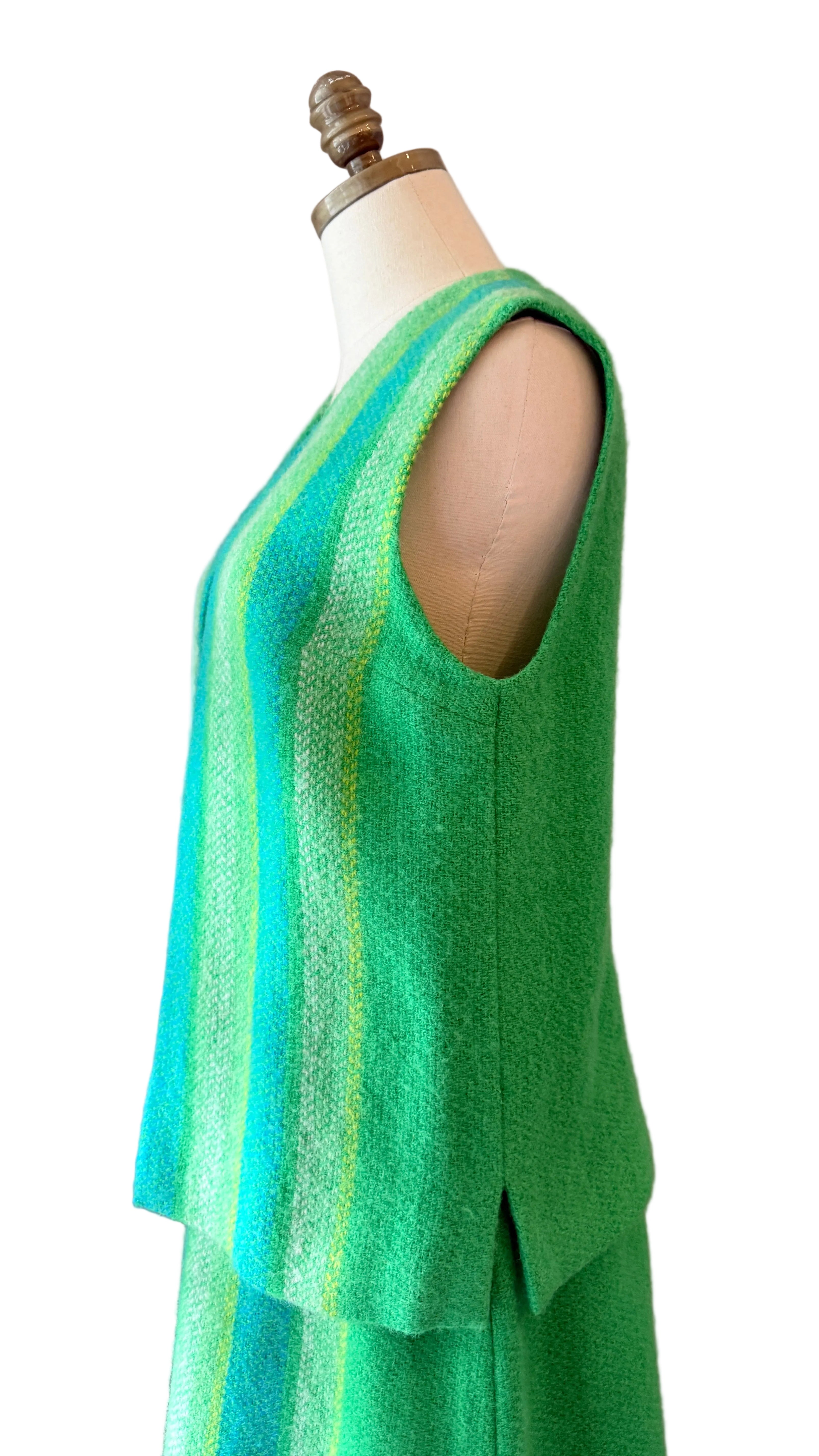 Countess Ebba von Eckermann Green Wool Hand-Knit Skirt & Vest Set