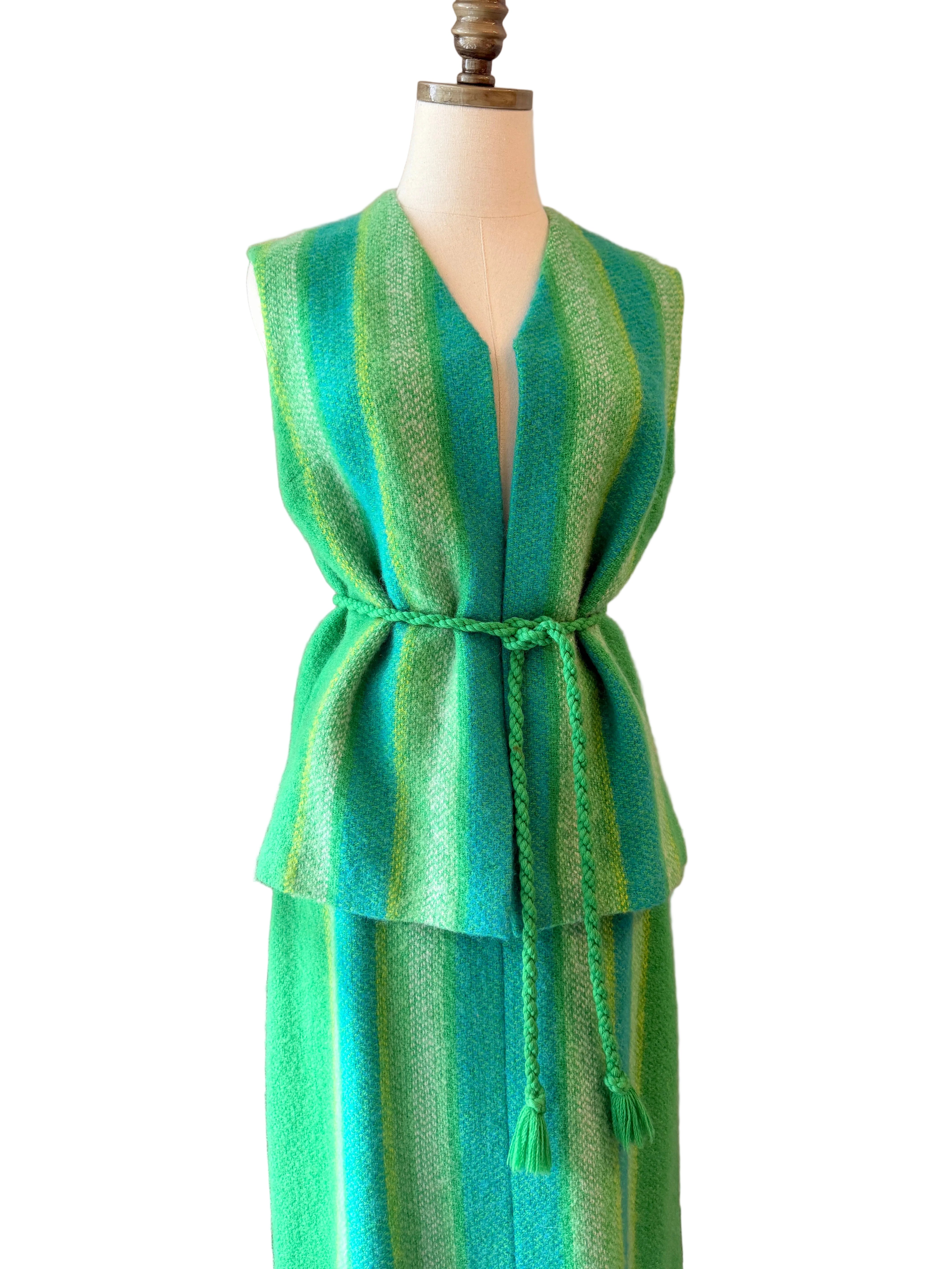 Countess Ebba von Eckermann Green Wool Hand-Knit Skirt & Vest Set