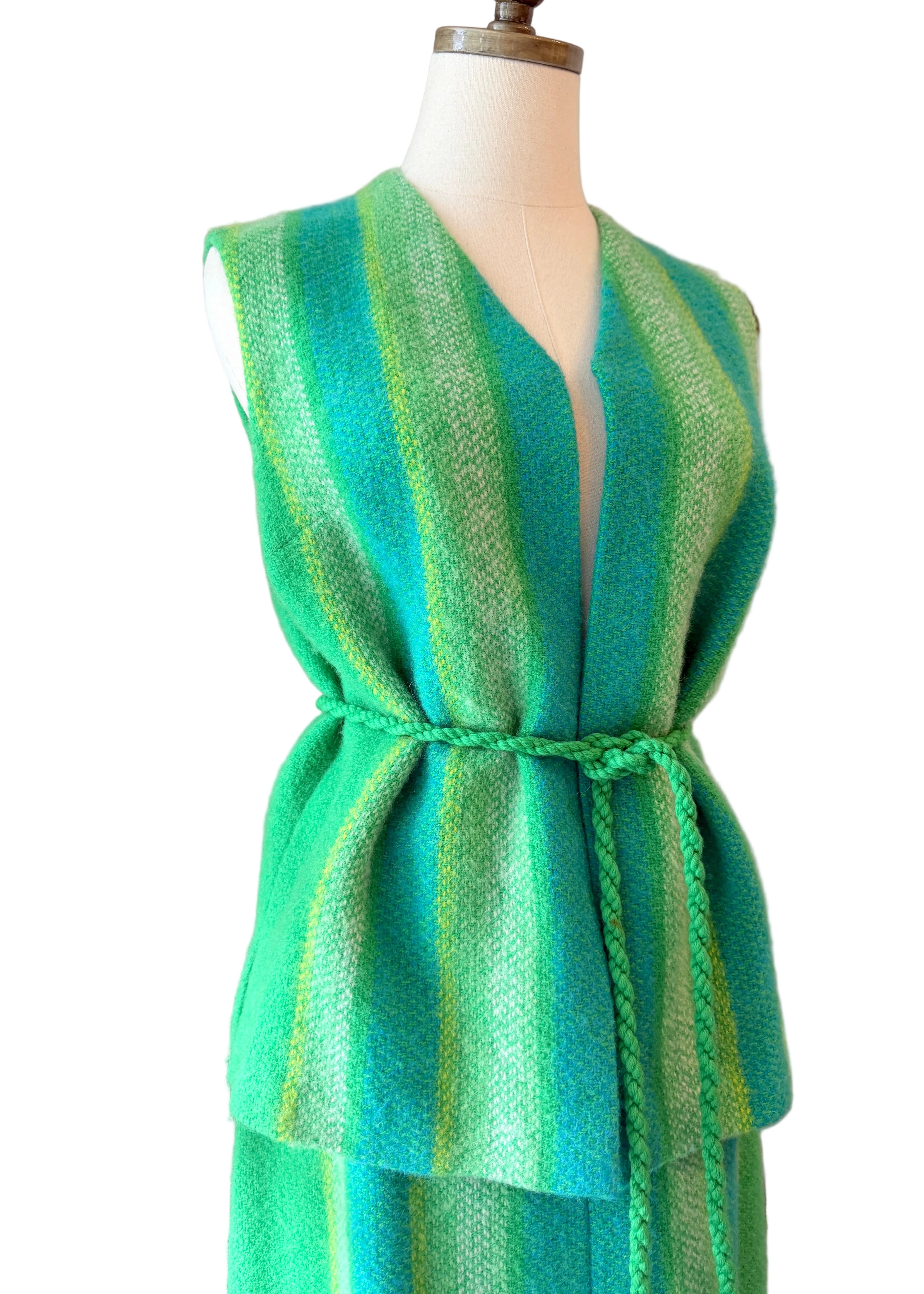 Countess Ebba von Eckermann Green Wool Hand-Knit Skirt & Vest Set